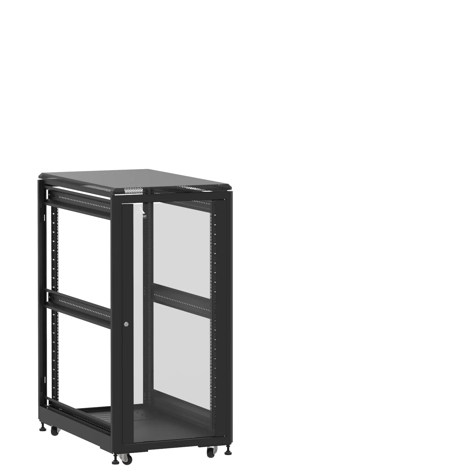 Baie en kit Ligne 500 24U 600x1000mm, porte avant : Simple Verre, porte arrière : Sans Porte, sans panneaux latéraux