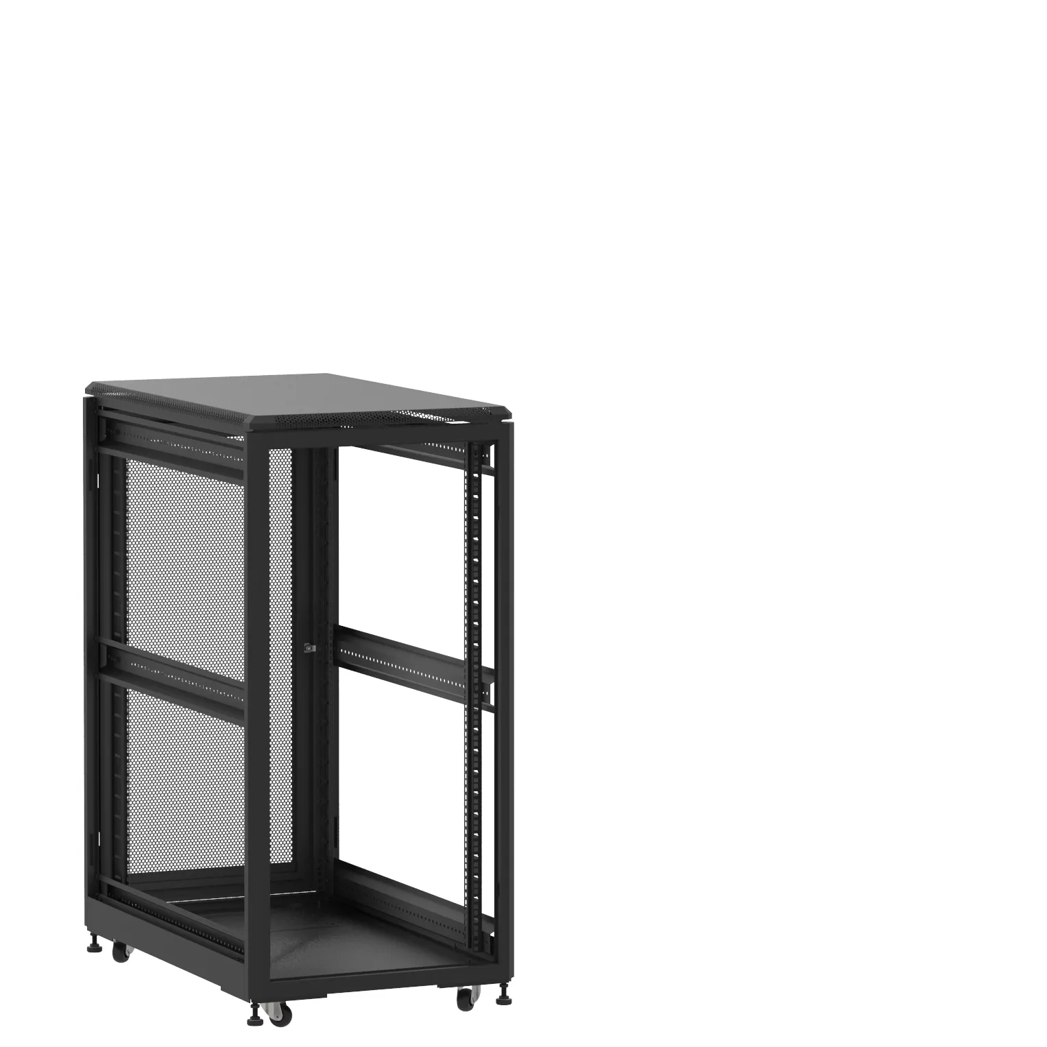 Baie en kit Ligne 500 24U 600x1000mm, porte avant : Sans Porte, porte arrière : Simple Nid d'Abeille, sans panneaux latéraux