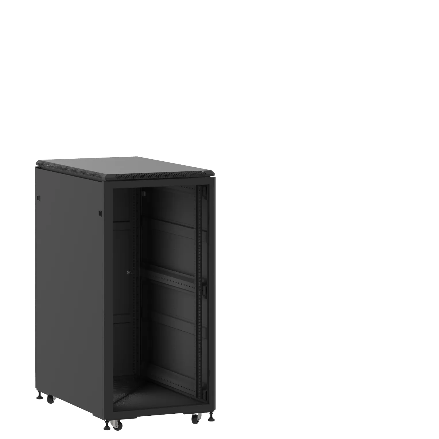 Baie en kit Ligne 500 24U 600x1000mm, porte avant : Sans Porte, porte arrière : Simple Pleine, avec panneaux latéraux