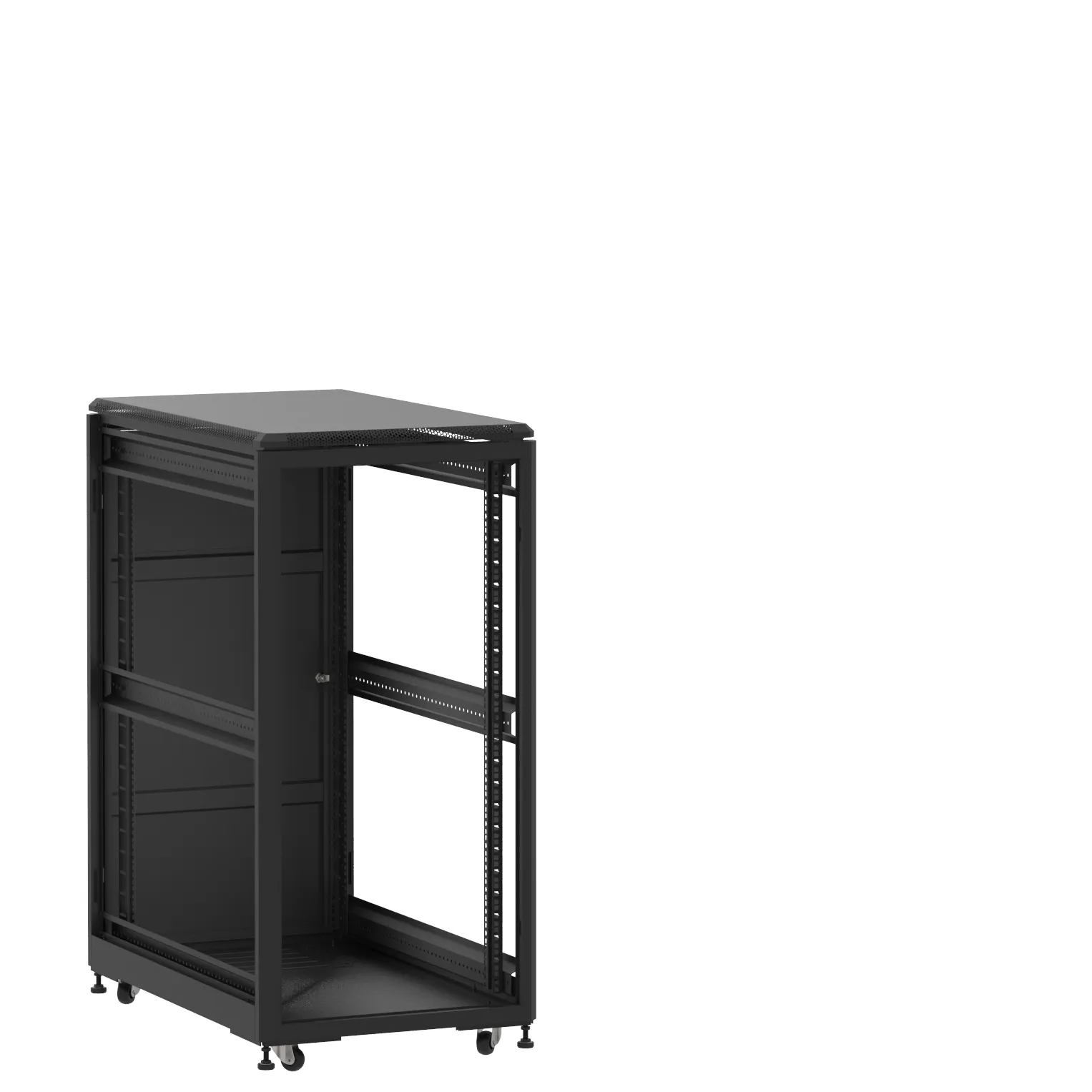 Baie en kit Ligne 500 24U 600x1000mm, porte avant : Sans Porte, porte arrière : Simple Pleine, sans panneaux latéraux