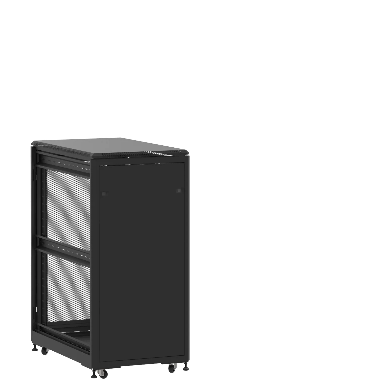 Baie montée Ligne 500 24U 600x1000mm, porte avant : Panneau Plein, porte arrière : Simple Nid d'Abeille, sans panneaux latéraux