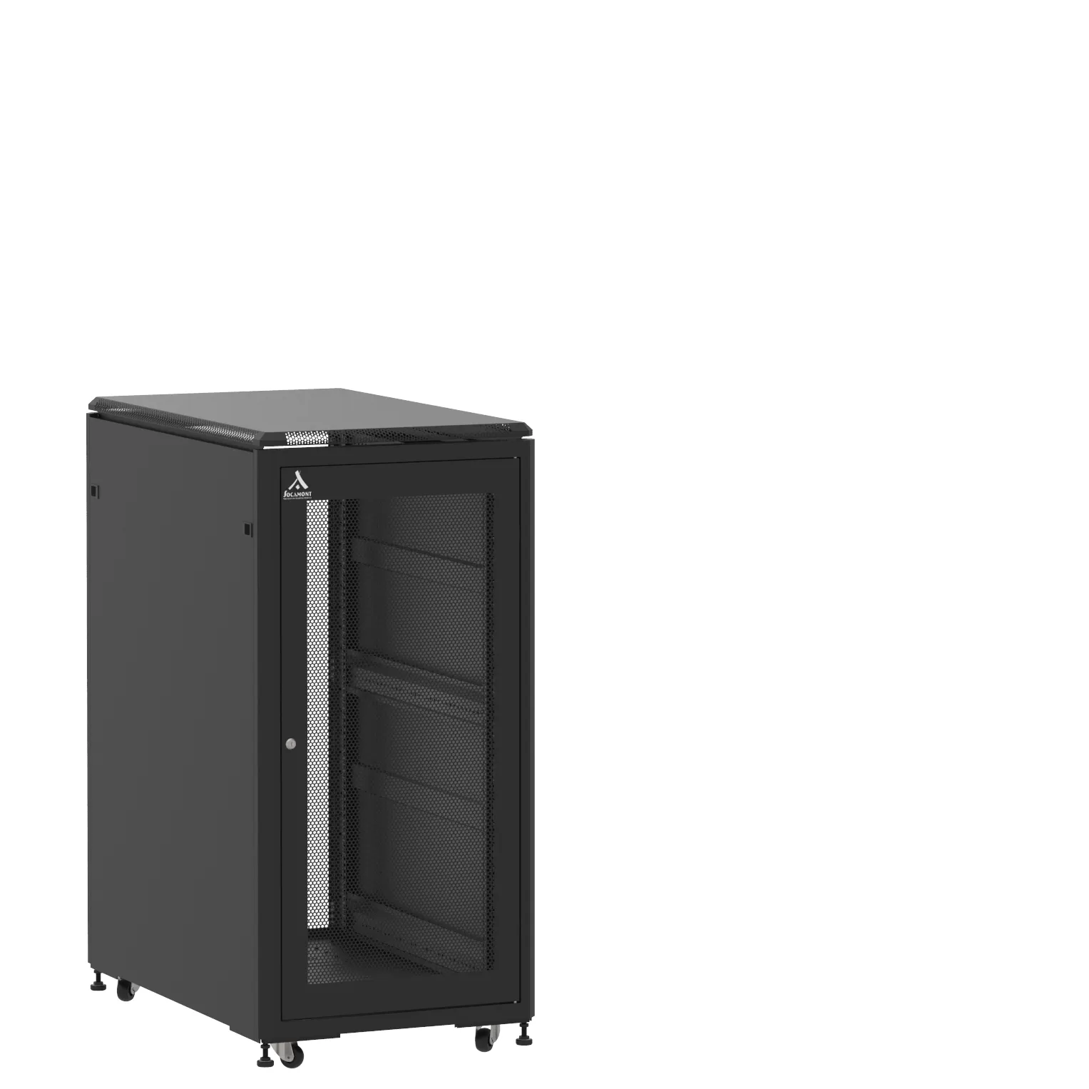 Baie montée Ligne 500 24U 600x1000mm, porte avant : Simple Nid d'Abeille, porte arrière : Sans Porte, avec panneaux latéraux