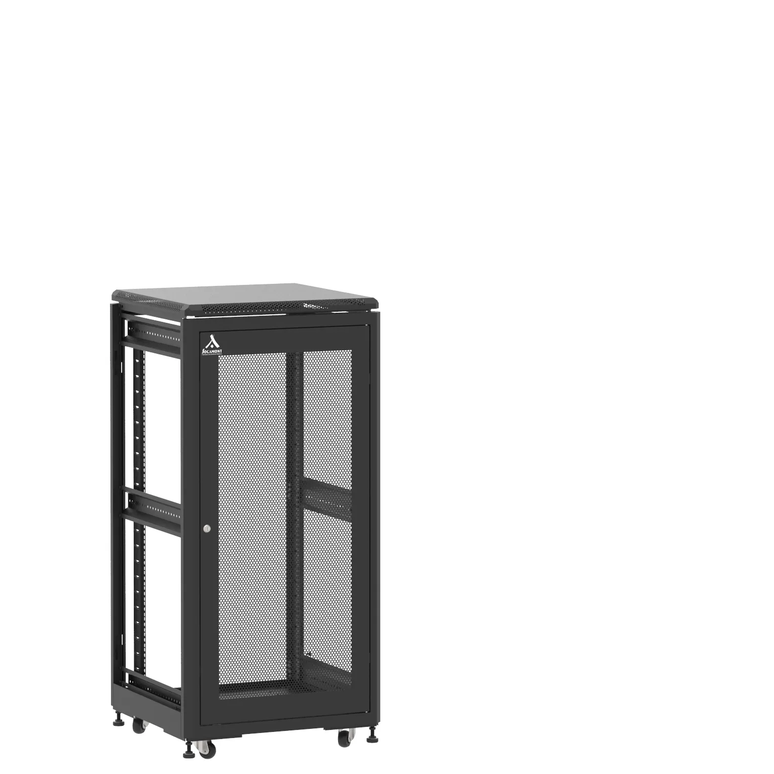 Baie en kit Ligne 500 24U 600x600mm, porte avant : Simple Nid d'Abeille, porte arrière : Sans Porte, sans panneaux latéraux