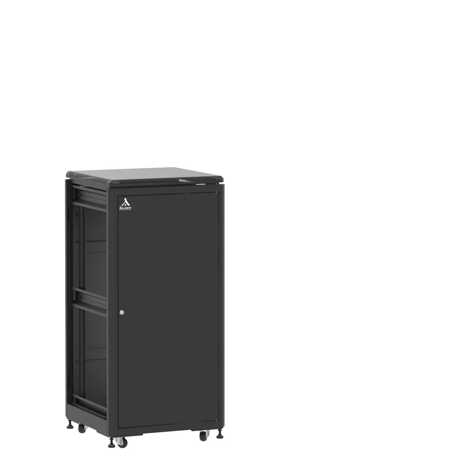 Baie en kit Ligne 500 24U 600x600mm, porte avant : Simple Pleine, porte arrière : Panneau Plein, sans panneaux latéraux