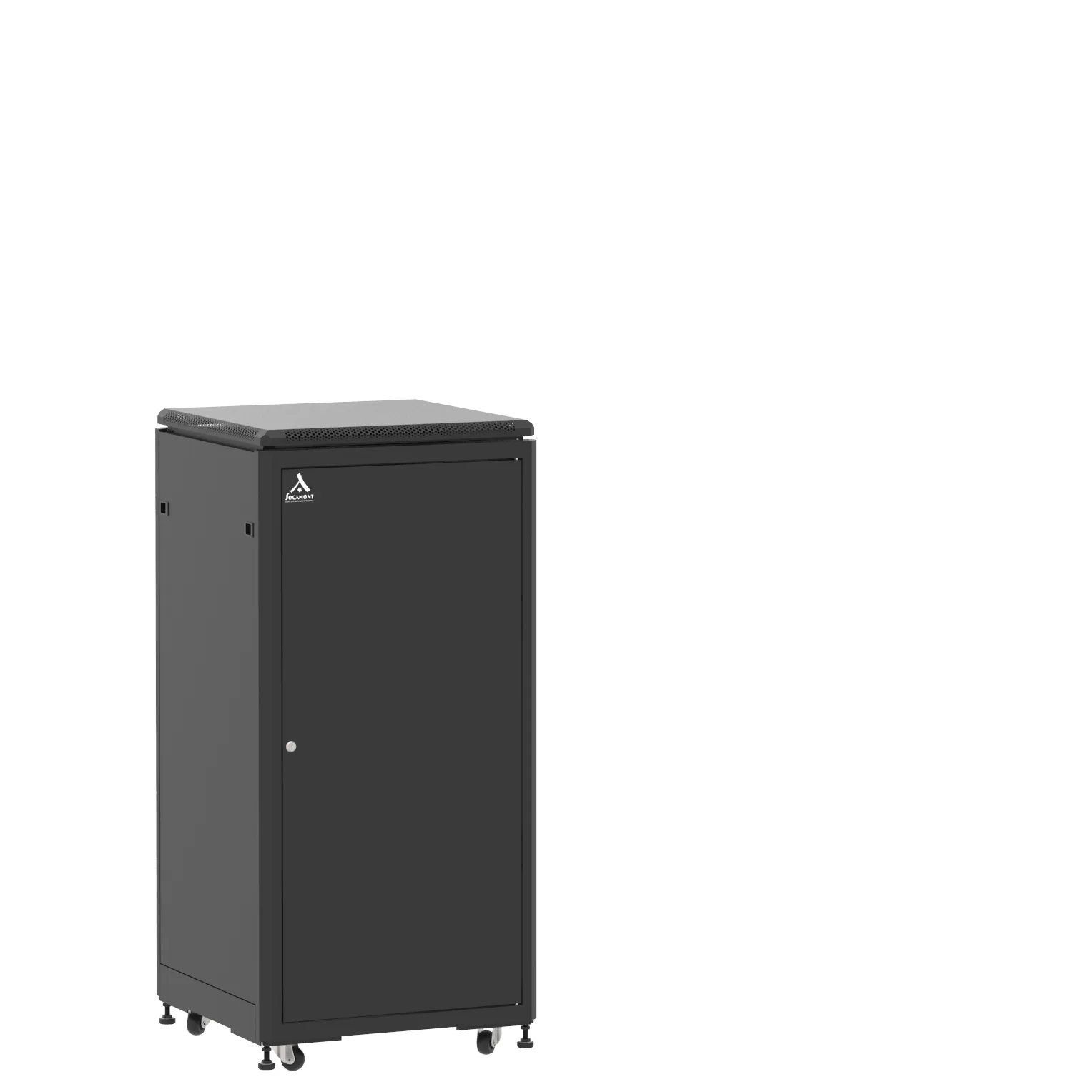 Baie en kit Ligne 500 24U 600x600mm, porte avant : Simple Pleine, porte arrière : Simple Nid d'Abeille, avec panneaux latéraux