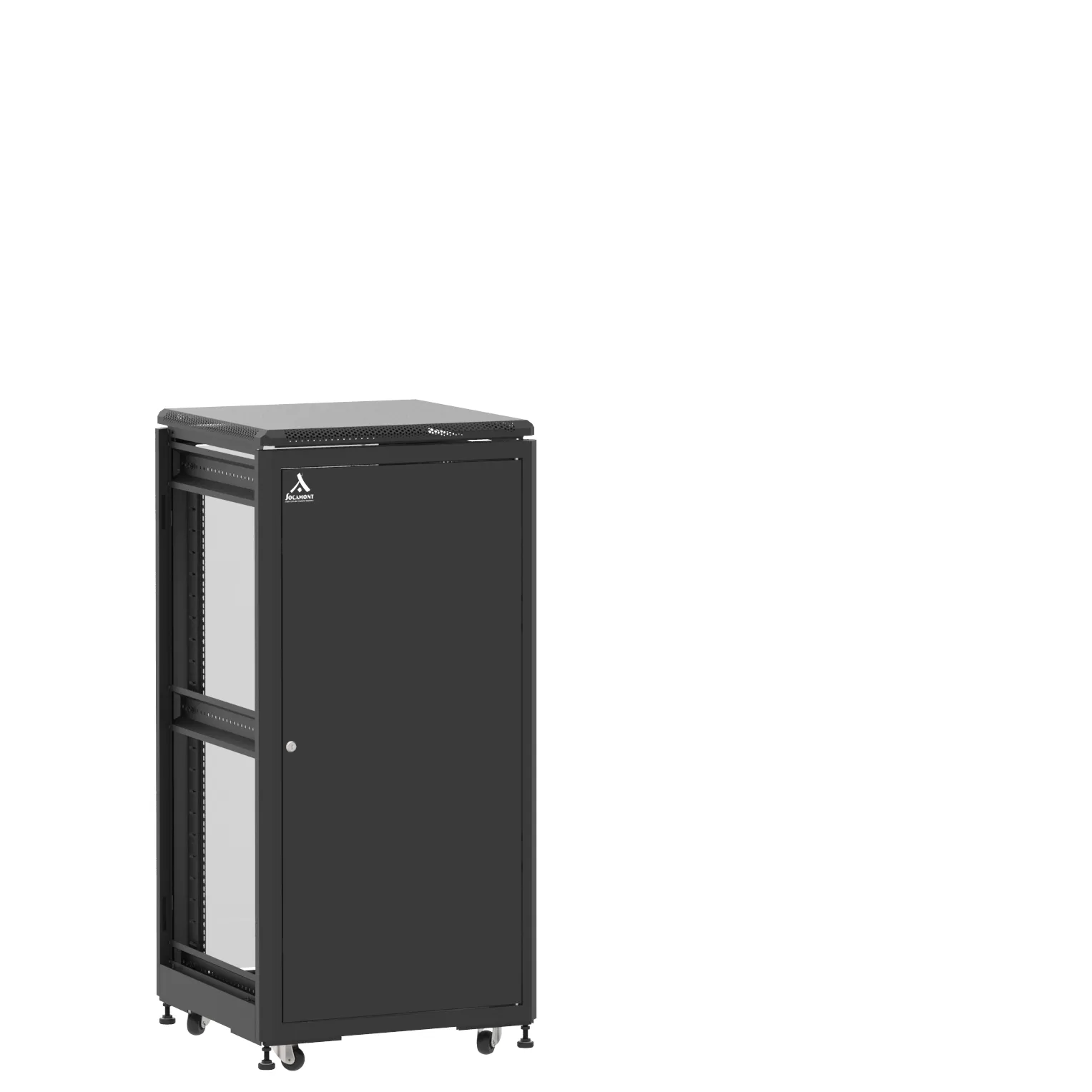 Baie en kit Ligne 500 24U 600x600mm, porte avant : Simple Pleine, porte arrière : Simple Verre, sans panneaux latéraux