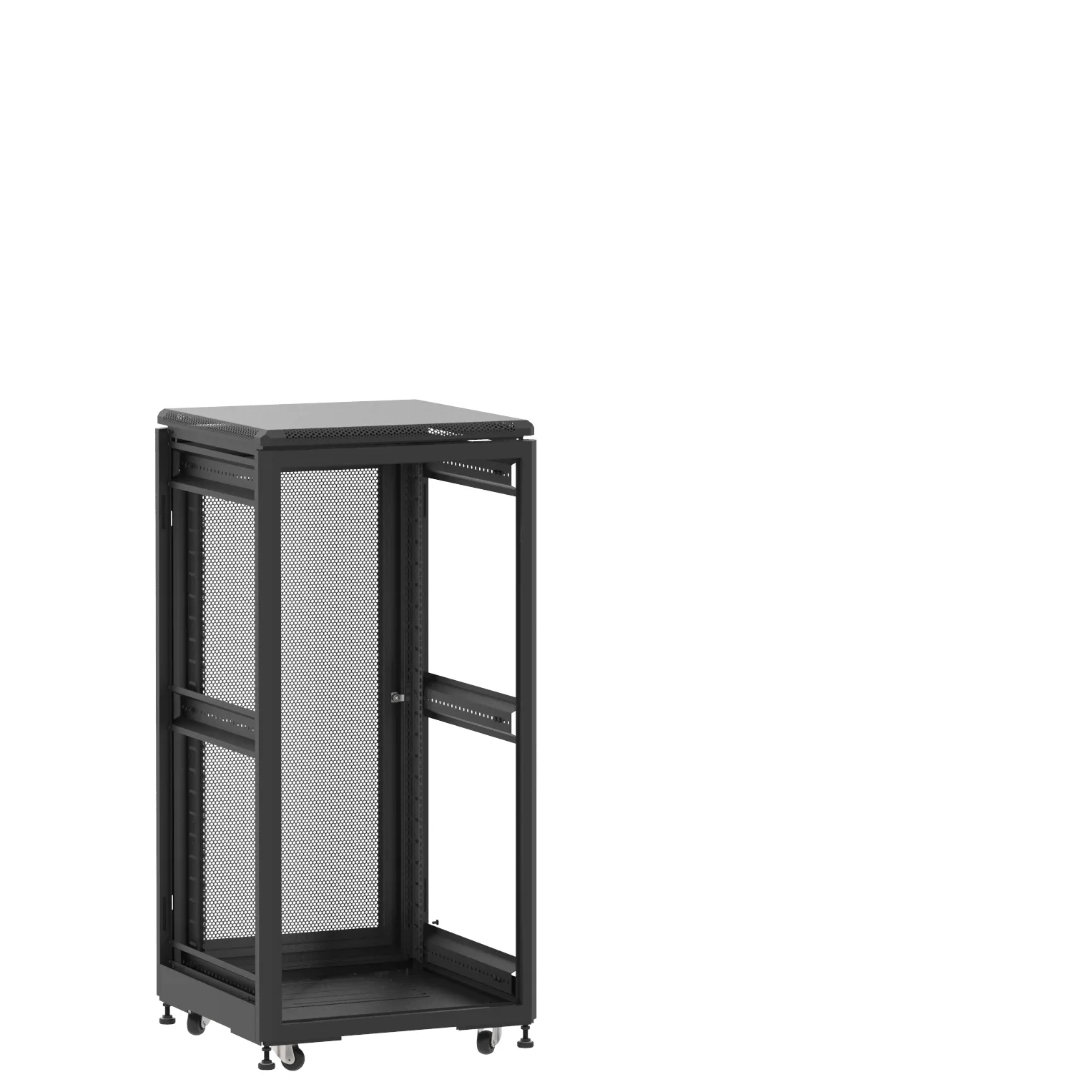 Baie en kit Ligne 500 24U 600x600mm, porte avant : Sans Porte, porte arrière : Simple Nid d'Abeille, sans panneaux latéraux