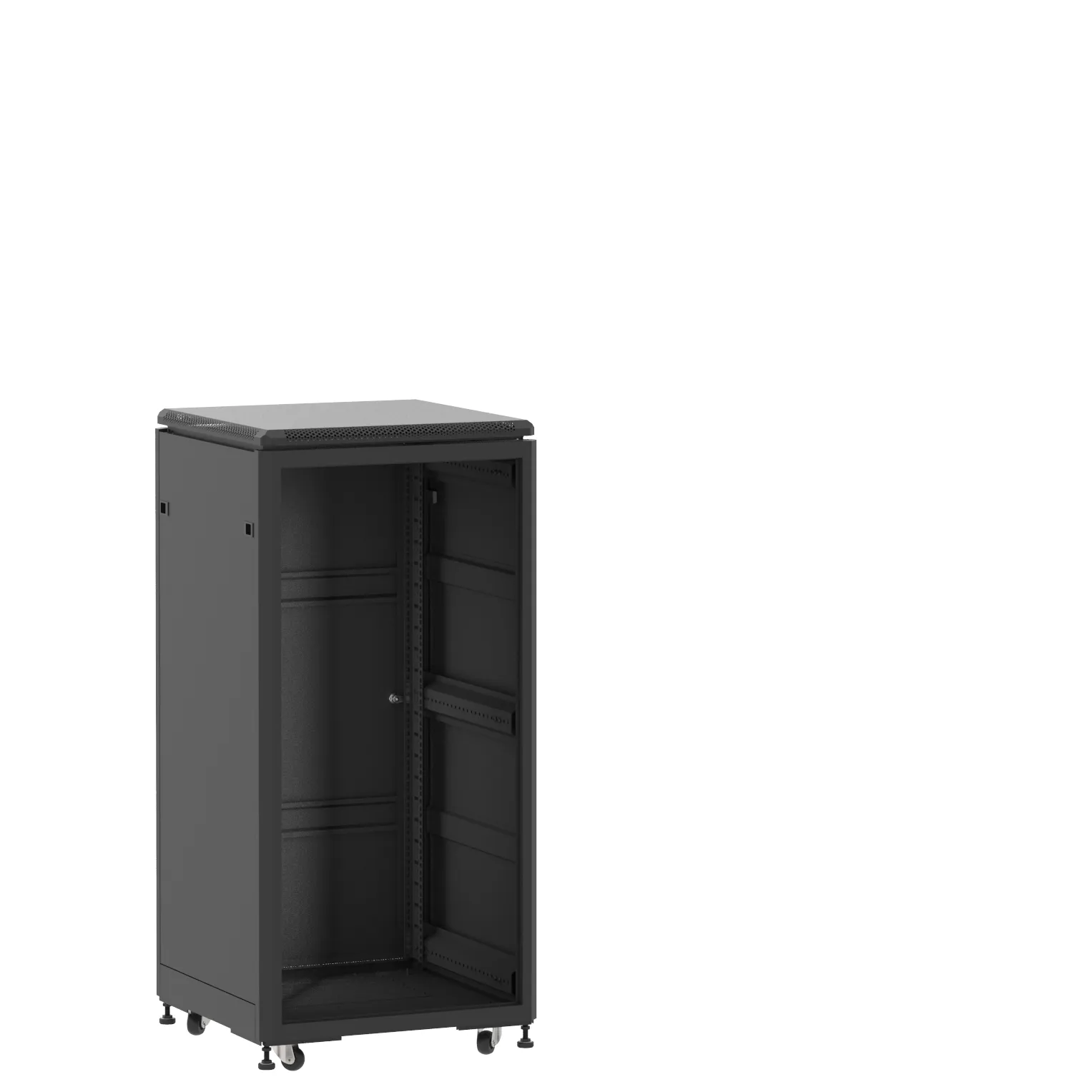 Baie en kit Ligne 500 24U 600x600mm, porte avant : Sans Porte, porte arrière : Simple Pleine, avec panneaux latéraux