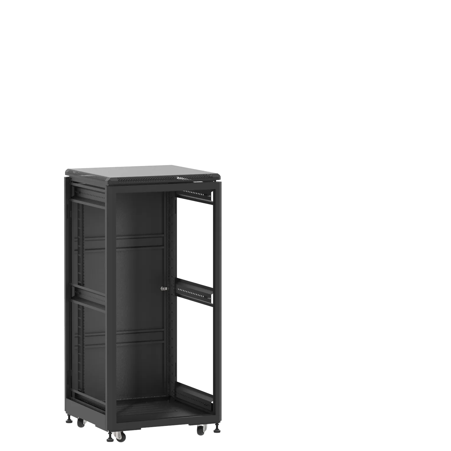 Baie en kit Ligne 500 24U 600x600mm, porte avant : Sans Porte, porte arrière : Simple Pleine, sans panneaux latéraux