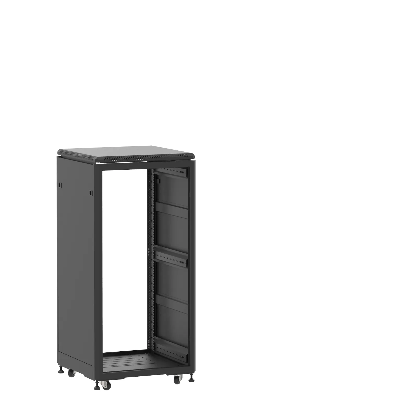 Baie en kit Ligne 500 24U 600x600mm, porte avant : Sans Porte, porte arrière : Sans Porte, avec panneaux latéraux