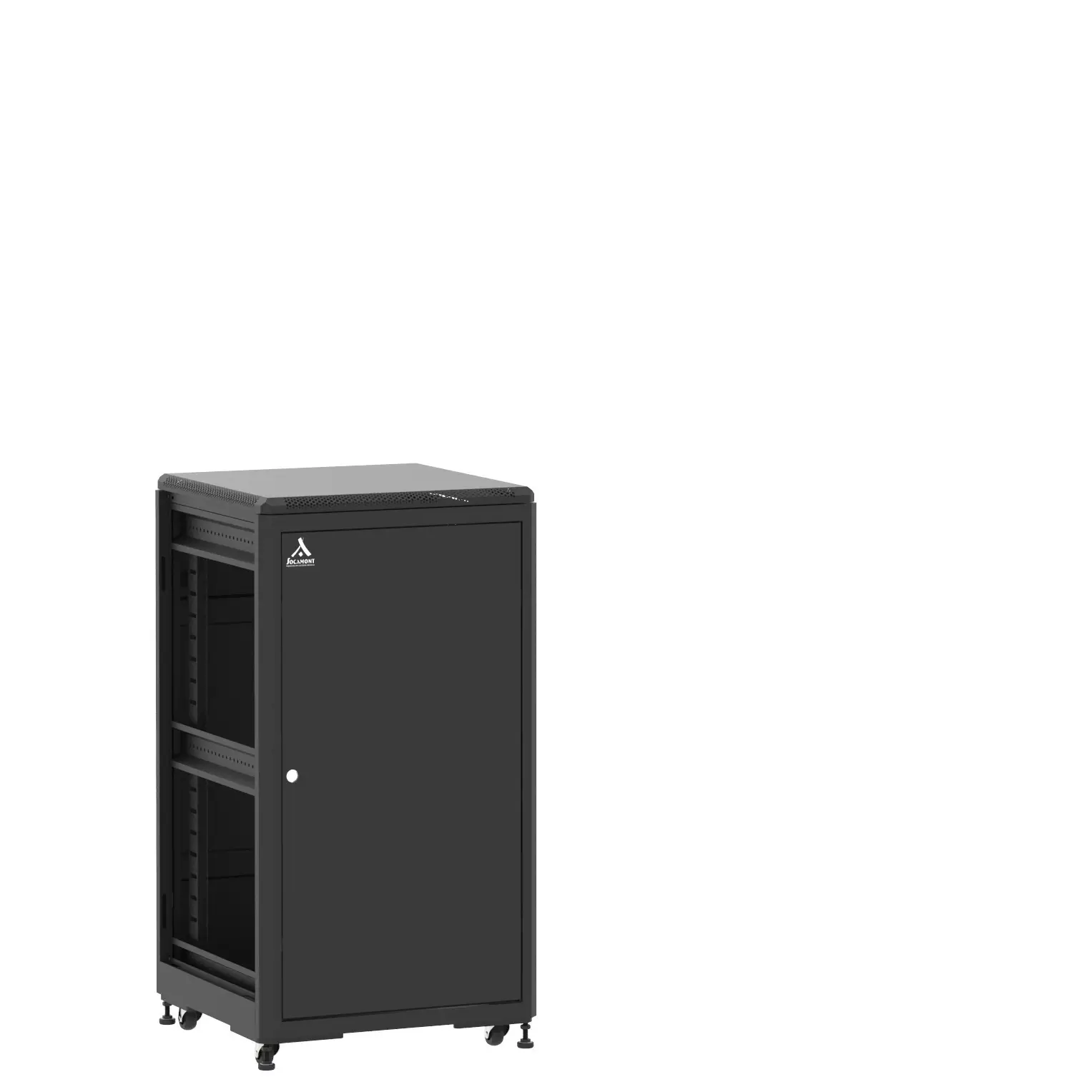 Baie montée Ligne 500 24U 600x600mm, porte avant : Simple Pleine, porte arrière : Panneau Plein, sans panneaux latéraux