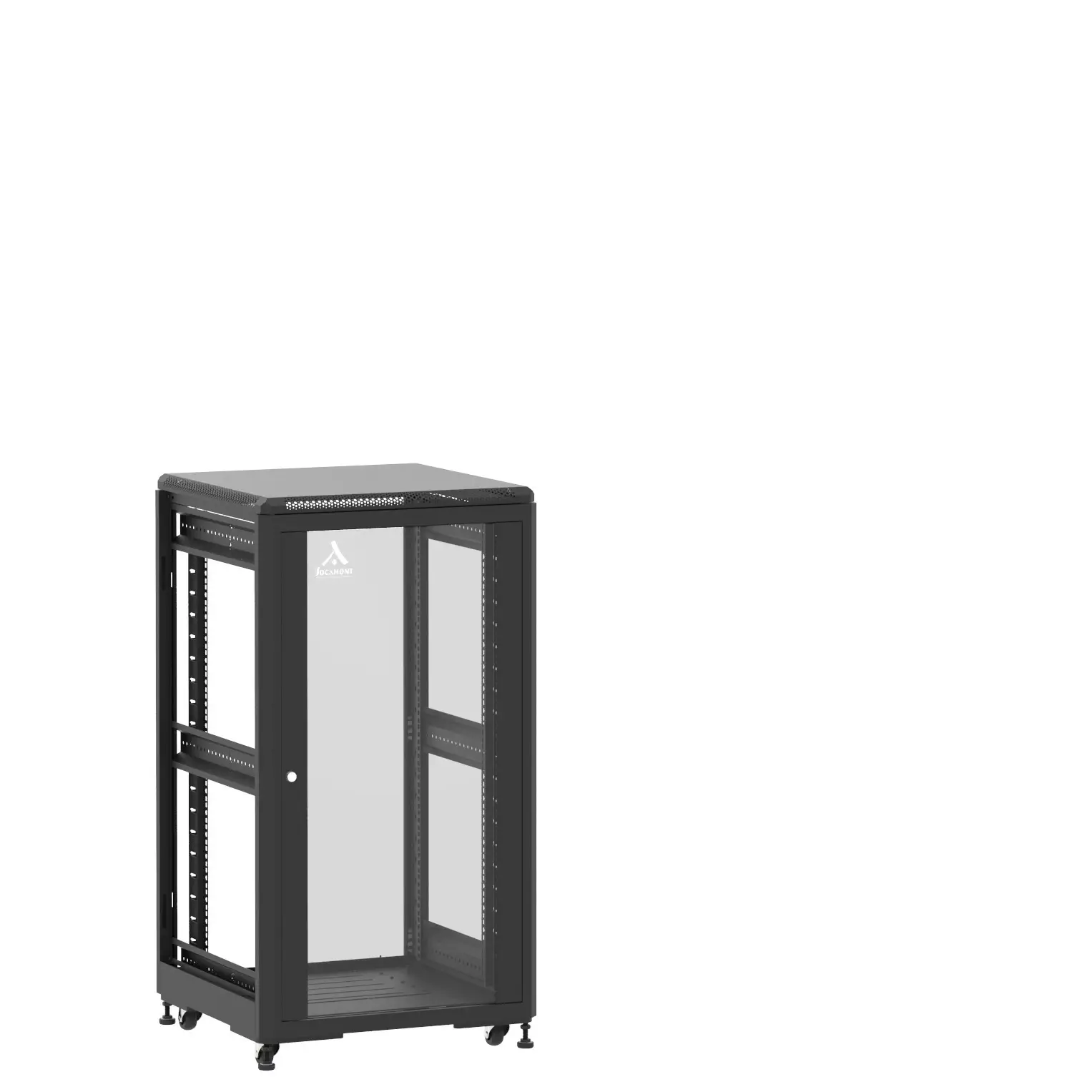 Baie montée Ligne 500 24U 600x600mm, porte avant : Simple Verre, porte arrière : Sans Porte, sans panneaux latéraux