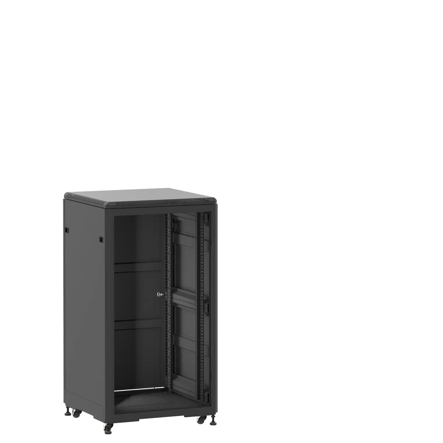 Baie montée Ligne 500 24U 600x600mm, porte avant : Sans Porte, porte arrière : Simple Pleine, avec panneaux latéraux