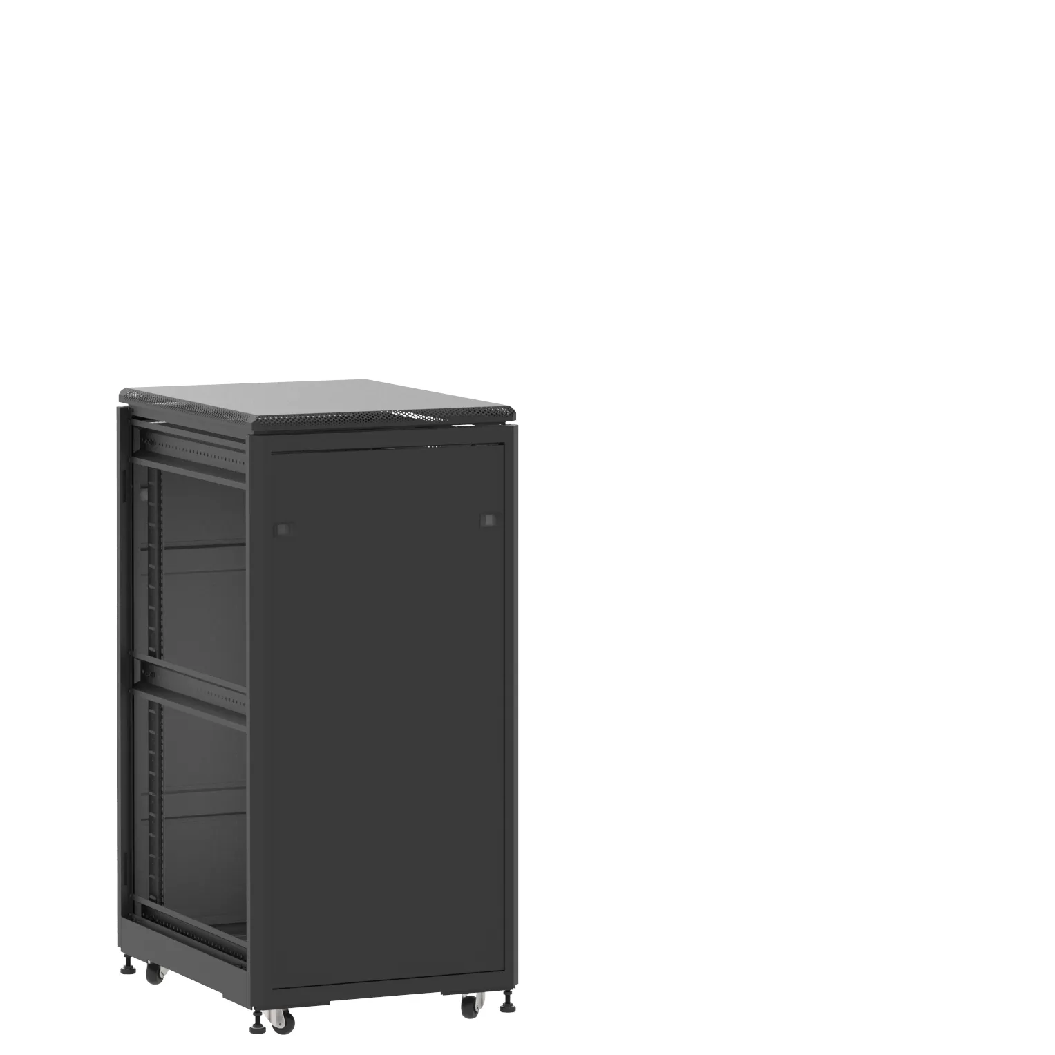 Baie en kit Ligne 500 24U 600x800mm, porte avant : Panneau Plein, porte arrière : Panneau Plein, sans panneaux latéraux