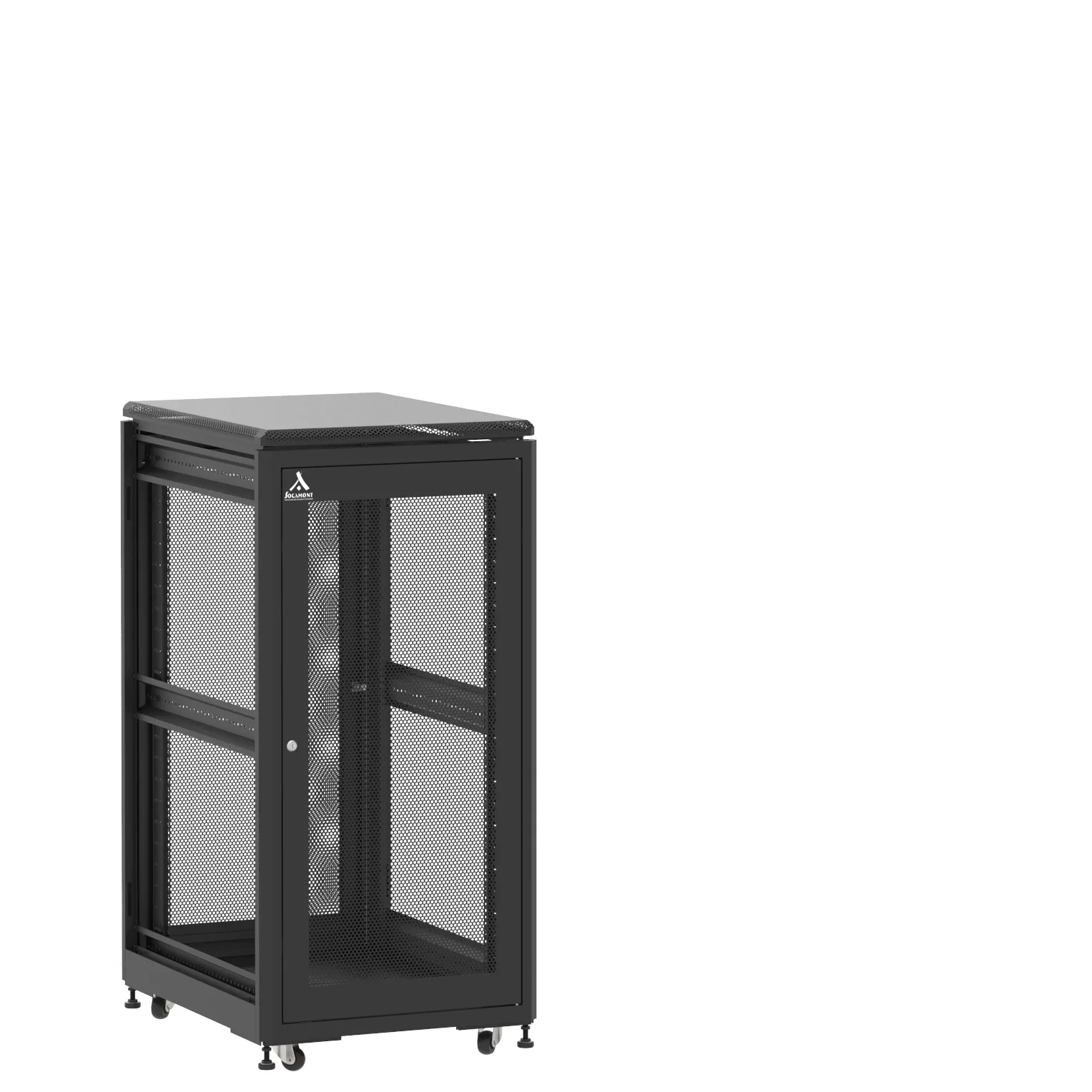 Baie en kit Ligne 500 24U 600x800mm, porte avant : Simple Nid d'Abeille, porte arrière : Simple Nid d'Abeille, sans panneaux latéraux