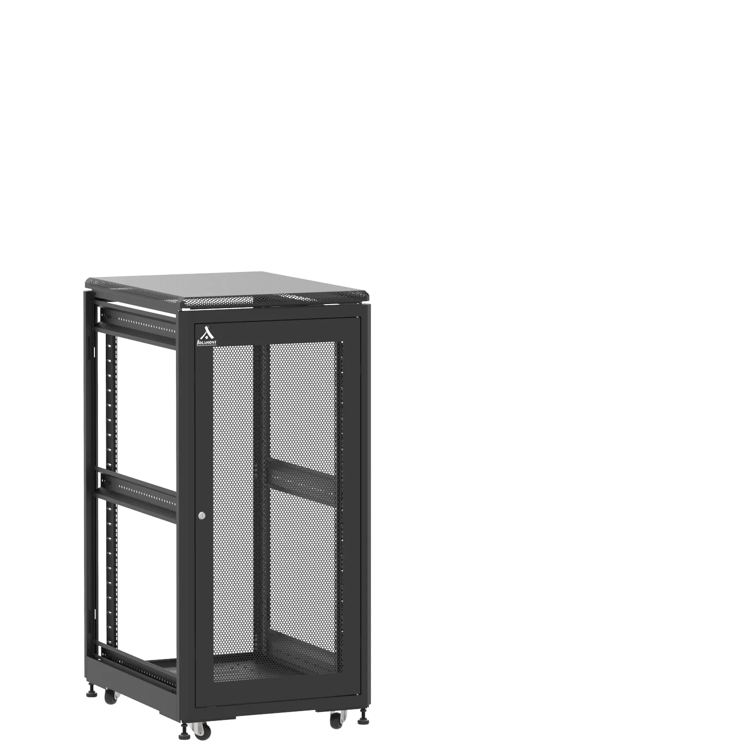 Baie en kit Ligne 500 24U 600x800mm, porte avant : Simple Nid d'Abeille, porte arrière : Sans Porte, sans panneaux latéraux