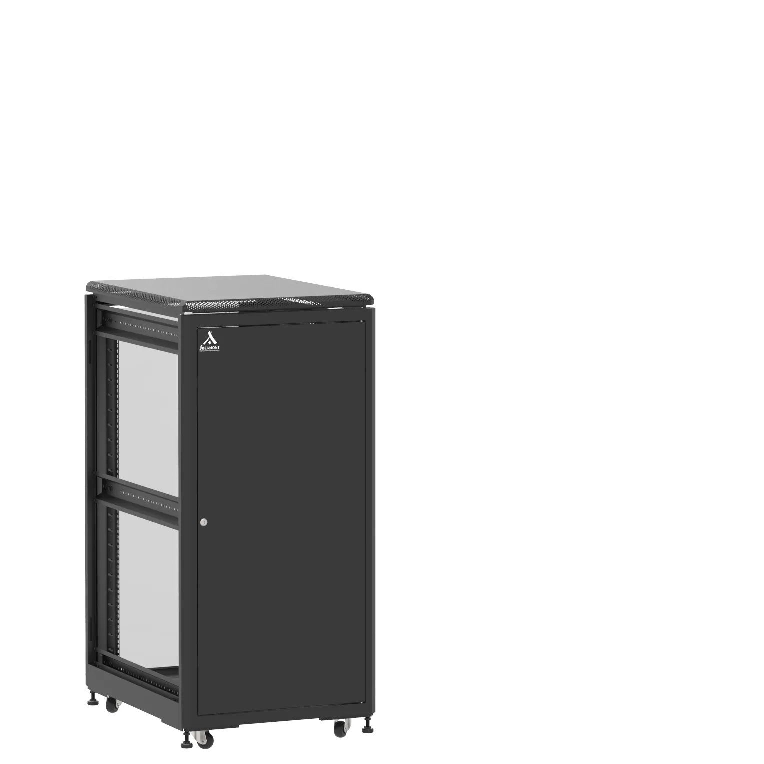 Baie en kit Ligne 500 24U 600x800mm, porte avant : Simple Pleine, porte arrière : Simple Verre, sans panneaux latéraux