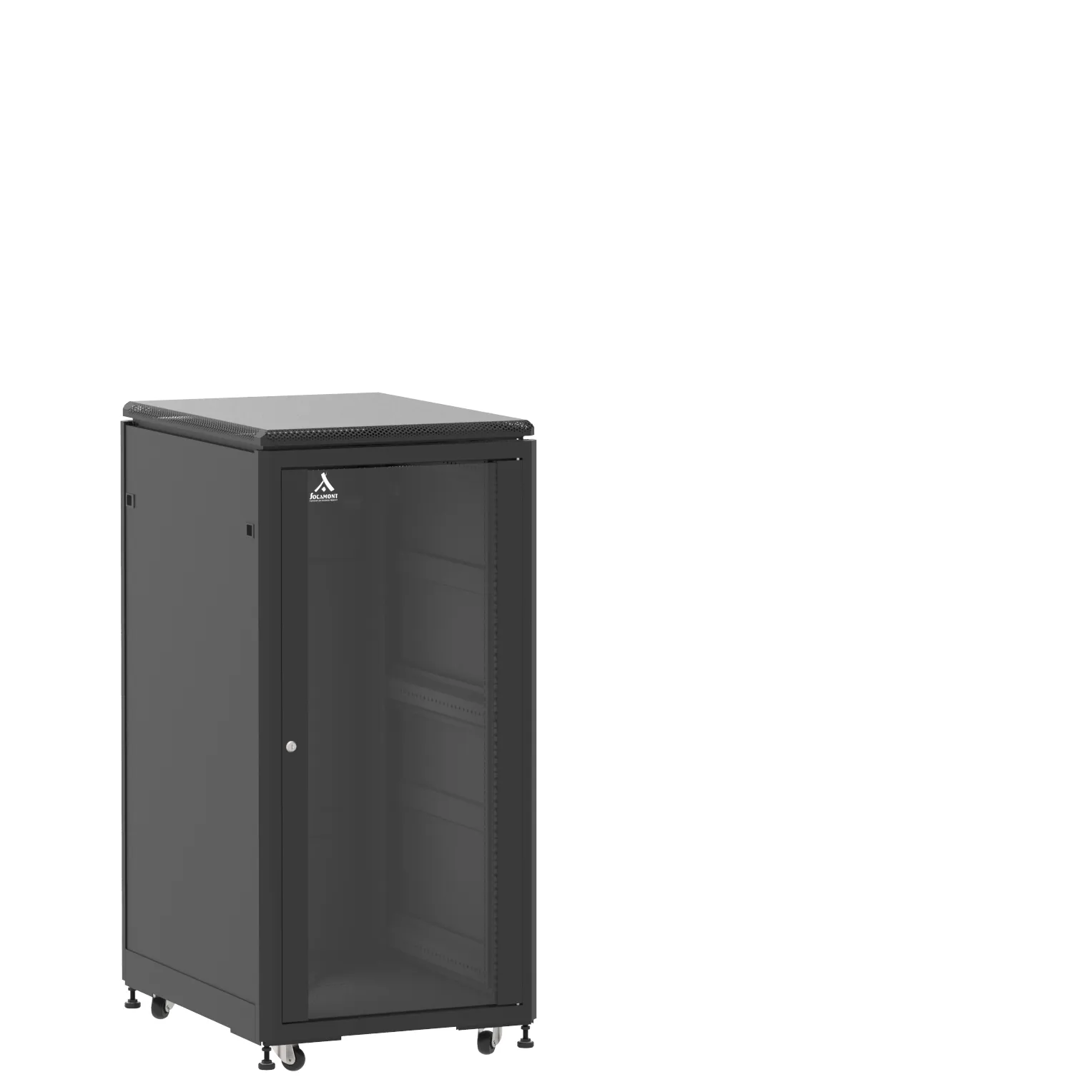 Baie en kit Ligne 500 24U 600x800mm, porte avant : Simple Verre, porte arrière : Panneau Plein, avec panneaux latéraux