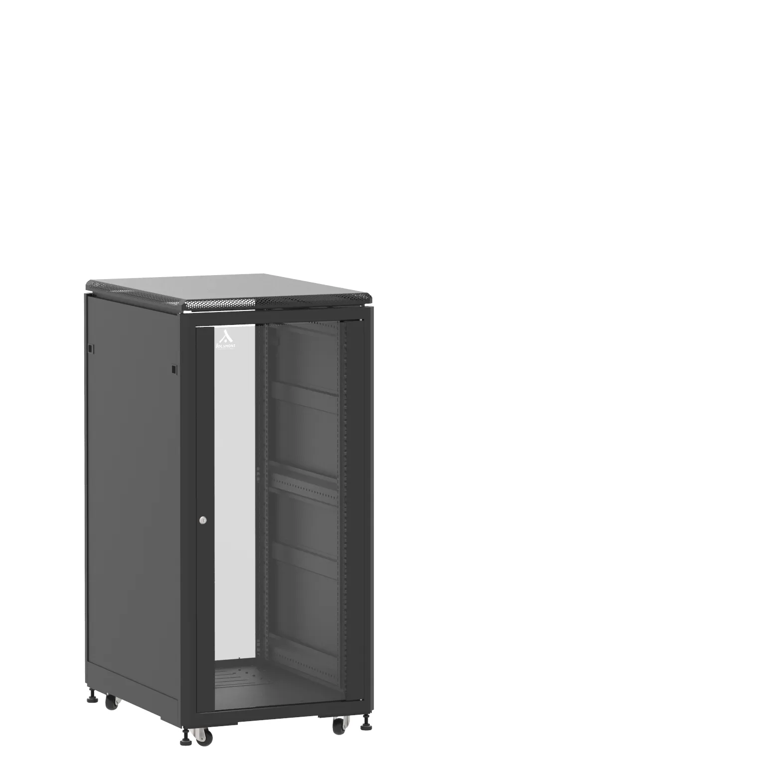 Baie en kit Ligne 500 24U 600x800mm, porte avant : Simple Verre, porte arrière : Sans Porte, avec panneaux latéraux