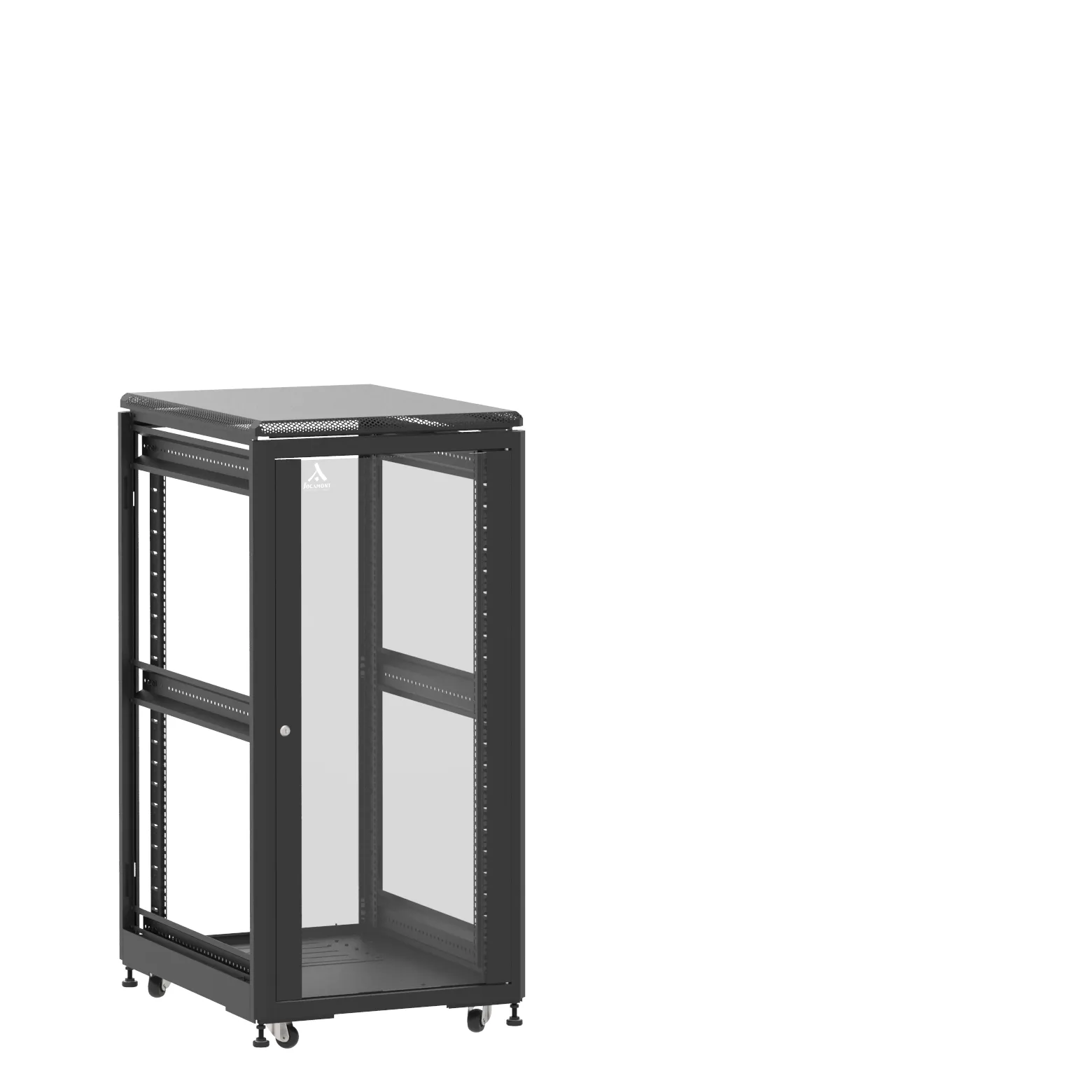 Baie en kit Ligne 500 24U 600x800mm, porte avant : Simple Verre, porte arrière : Sans Porte, sans panneaux latéraux