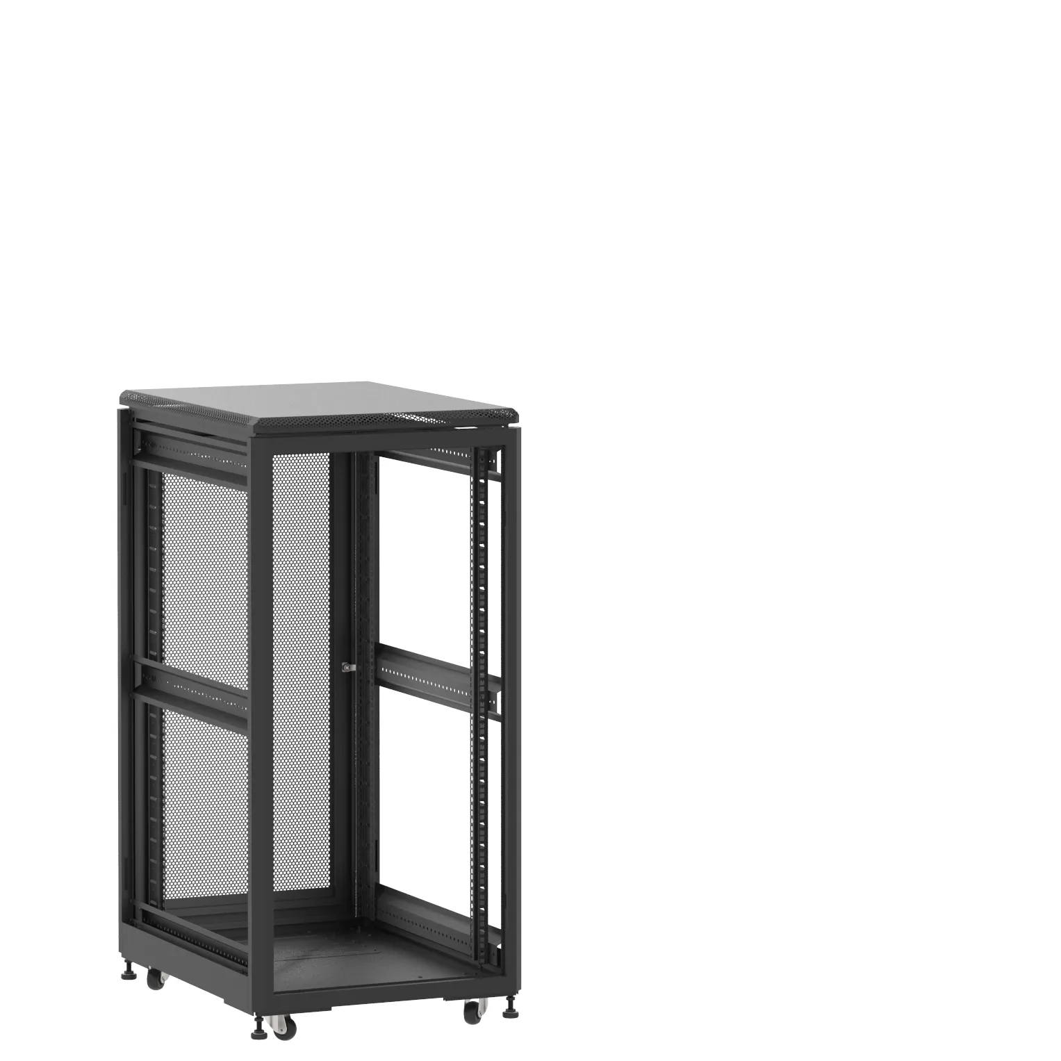 Baie en kit Ligne 500 24U 600x800mm, porte avant : Sans Porte, porte arrière : Simple Nid d'Abeille, sans panneaux latéraux