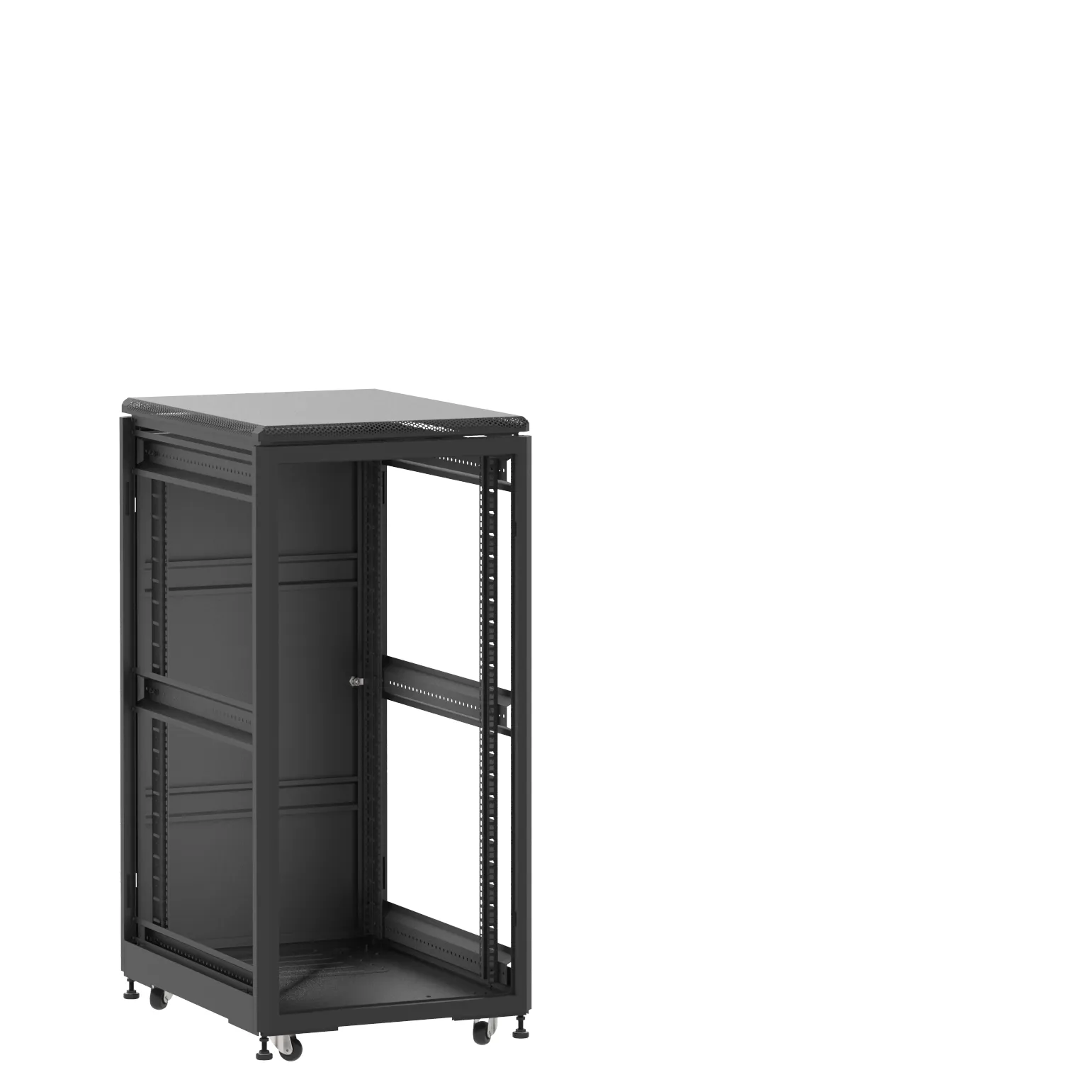 Baie en kit Ligne 500 24U 600x800mm, porte avant : Sans Porte, porte arrière : Simple Pleine, sans panneaux latéraux