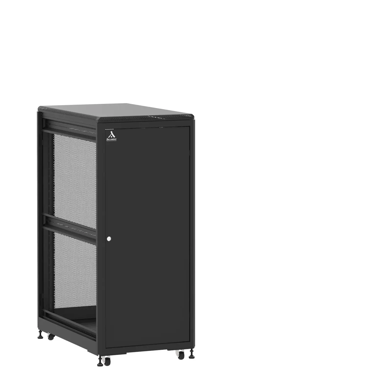 Baie en kit Ligne 500 27U 600x1000mm, porte avant : Simple Pleine, porte arrière : Simple Nid d'Abeille, sans panneaux latéraux