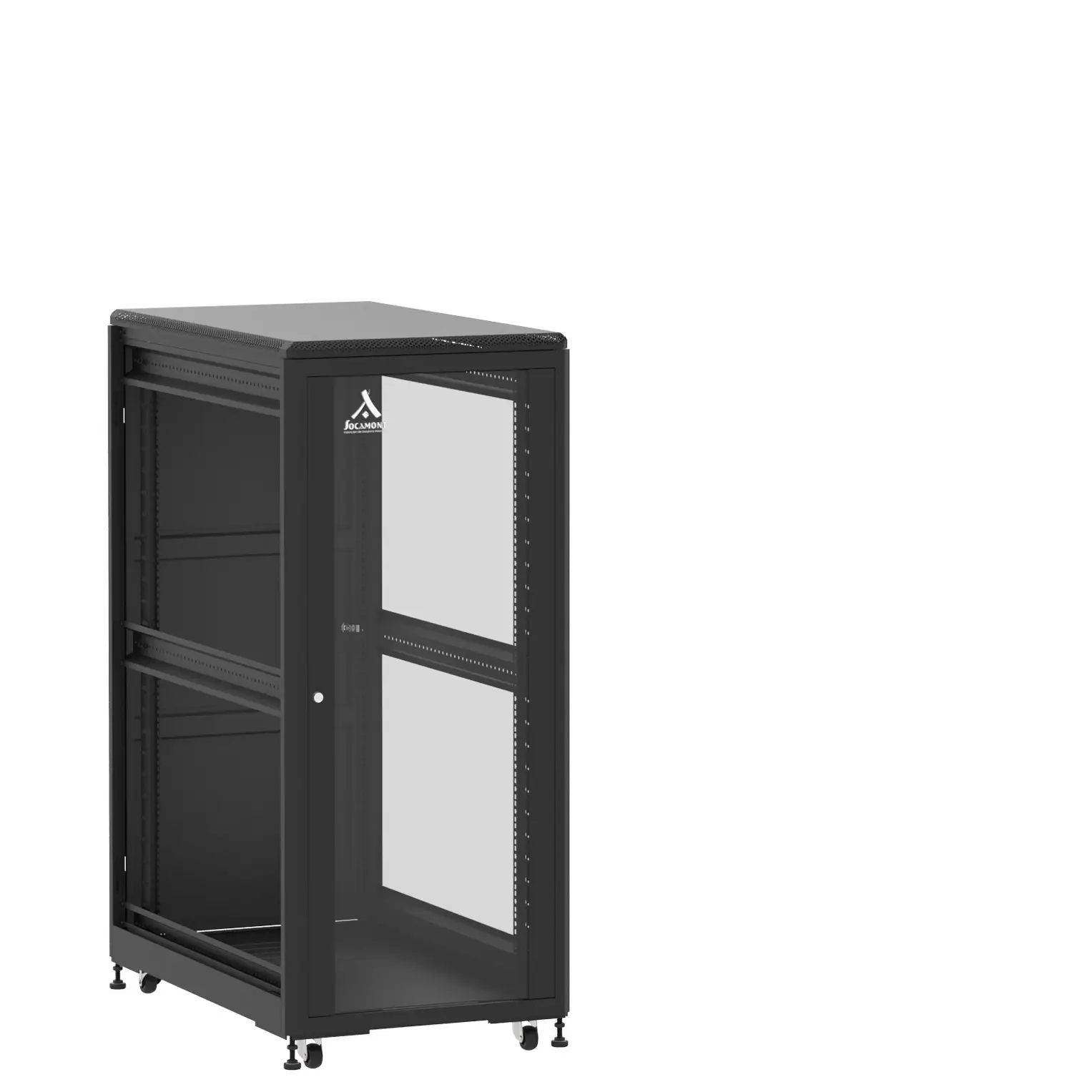 Baie en kit Ligne 500 27U 600x1000mm, porte avant : Simple Verre, porte arrière : Simple Pleine, sans panneaux latéraux