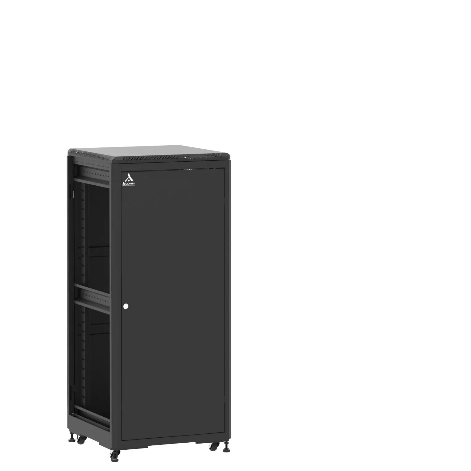 Baie en kit Ligne 500 27U 600x600mm, porte avant : Simple Pleine, porte arrière : Panneau Plein, sans panneaux latéraux
