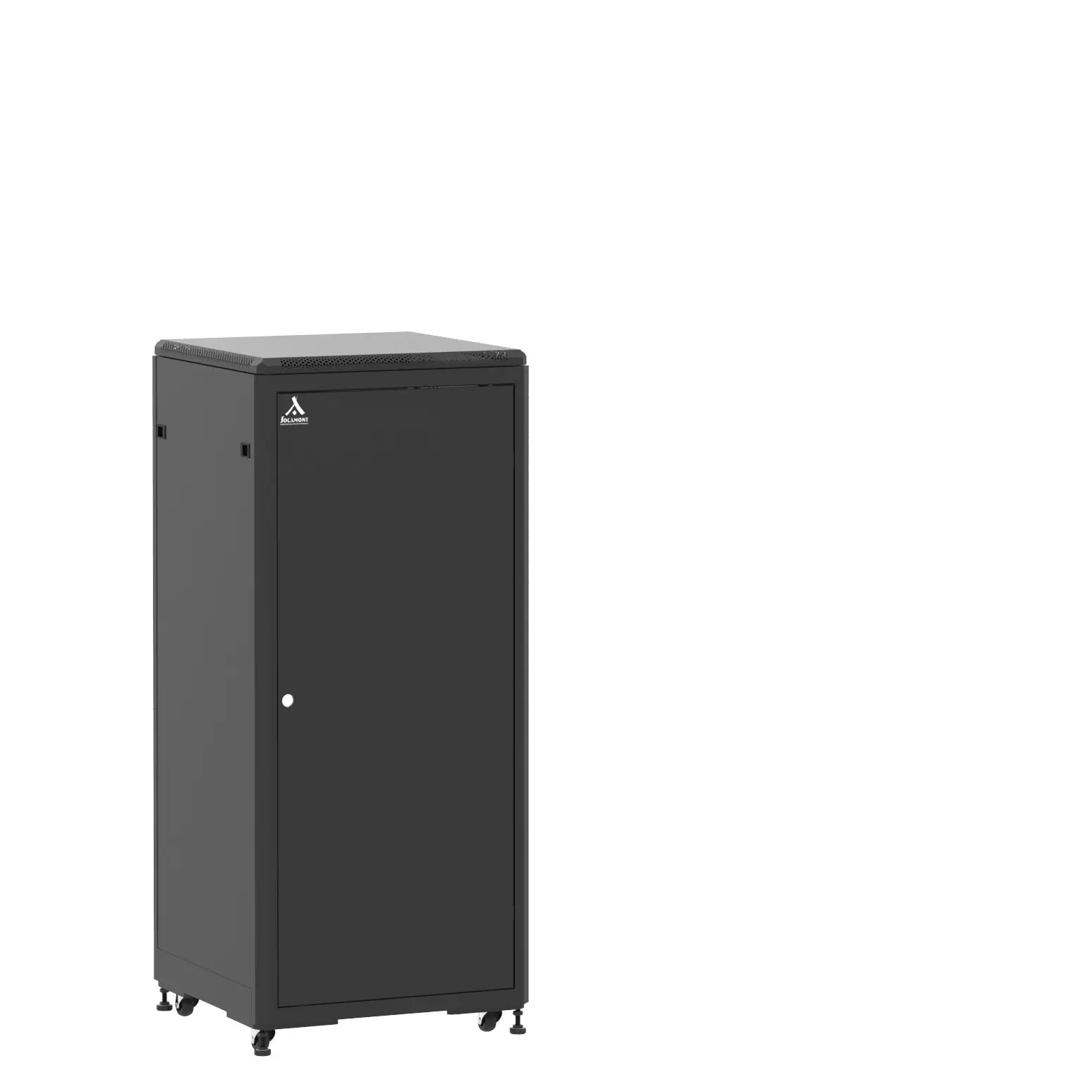 Baie en kit Ligne 500 27U 600x600mm, porte avant : Simple Pleine, porte arrière : Simple Nid d'Abeille, avec panneaux latéraux