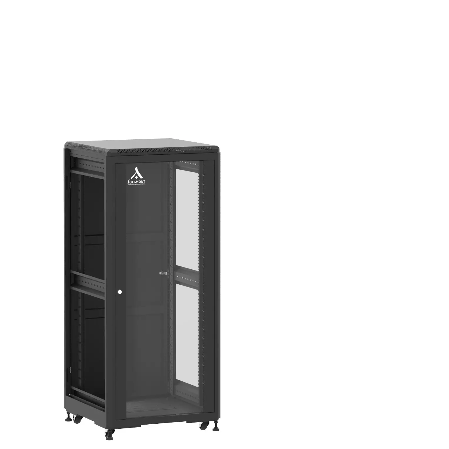 Baie en kit Ligne 500 27U 600x600mm, porte avant : Simple Verre, porte arrière : Simple Pleine, sans panneaux latéraux