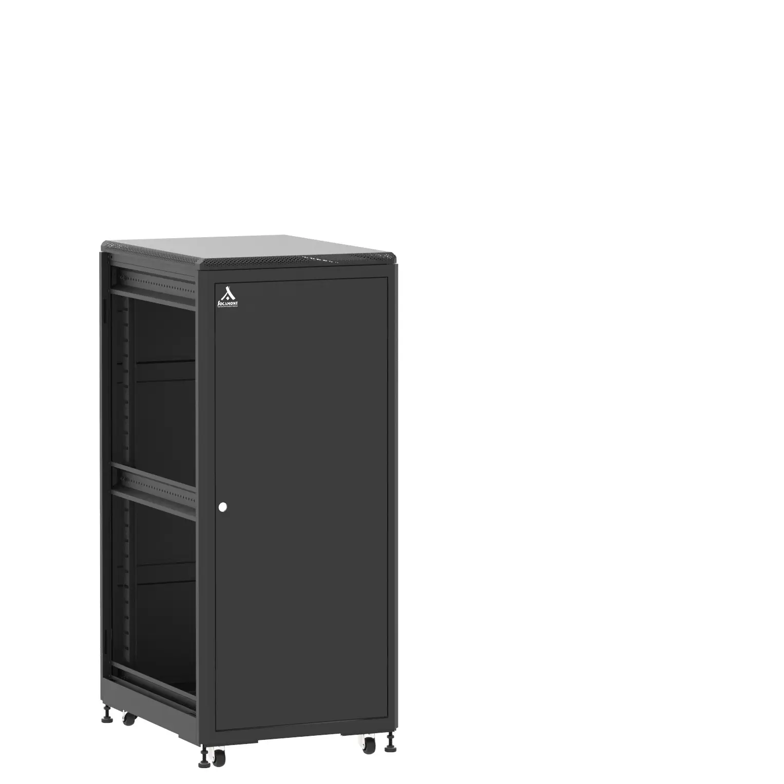 Baie en kit Ligne 500 27U 600x800mm, porte avant : Simple Pleine, porte arrière : Panneau Plein, sans panneaux latéraux