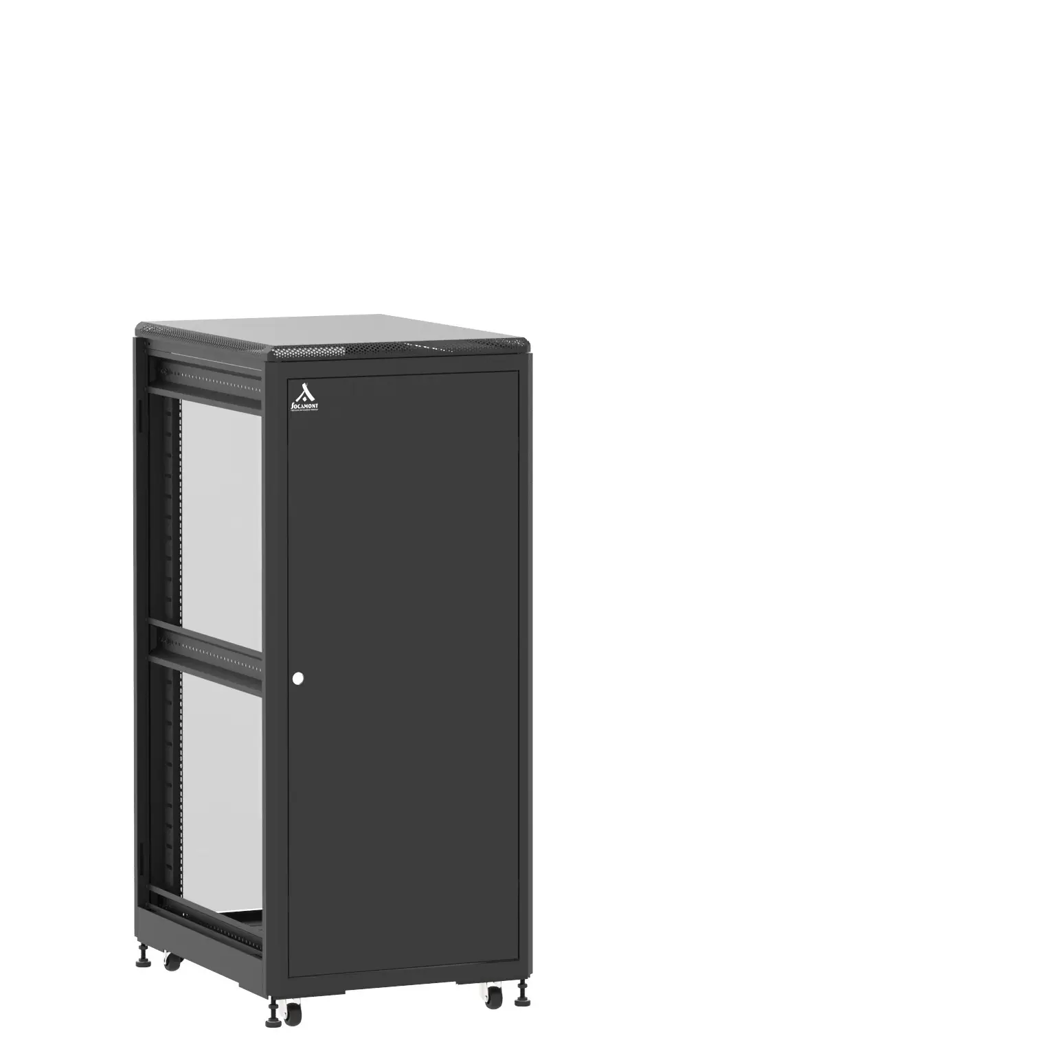 Baie en kit Ligne 500 27U 600x800mm, porte avant : Simple Pleine, porte arrière : Simple Verre, sans panneaux latéraux
