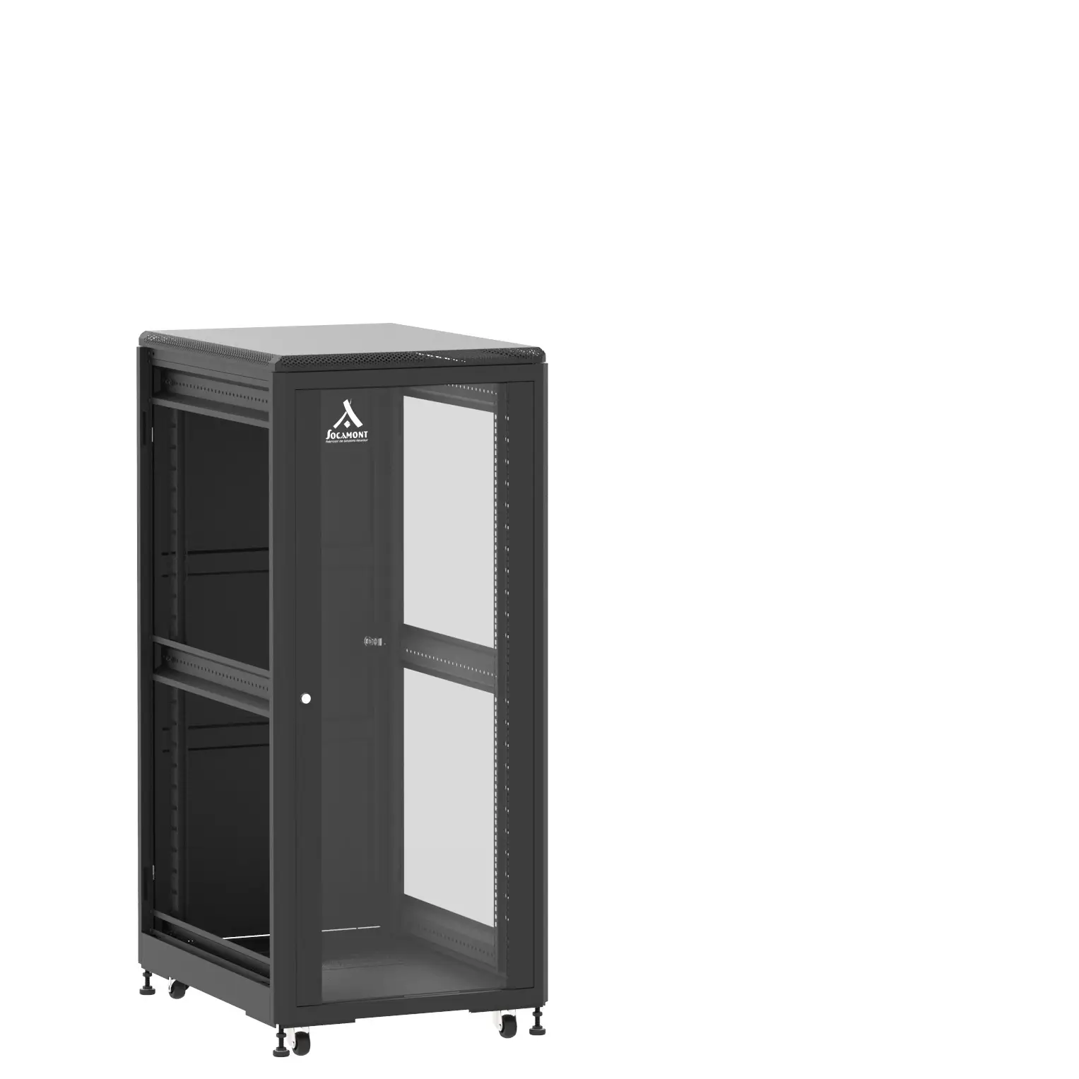 Baie en kit Ligne 500 27U 600x800mm, porte avant : Simple Verre, porte arrière : Simple Pleine, sans panneaux latéraux