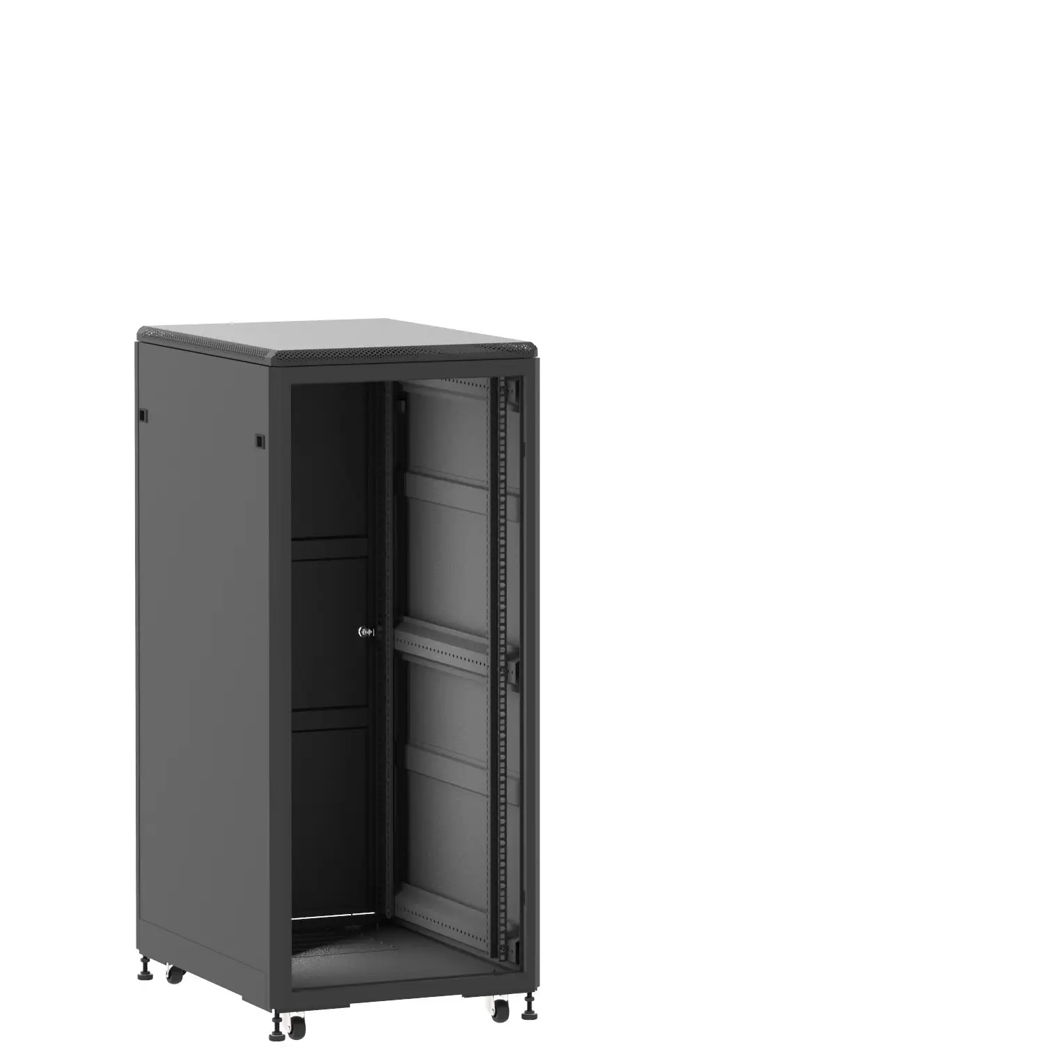 Baie en kit Ligne 500 27U 600x800mm, porte avant : Sans Porte, porte arrière : Simple Pleine, avec panneaux latéraux