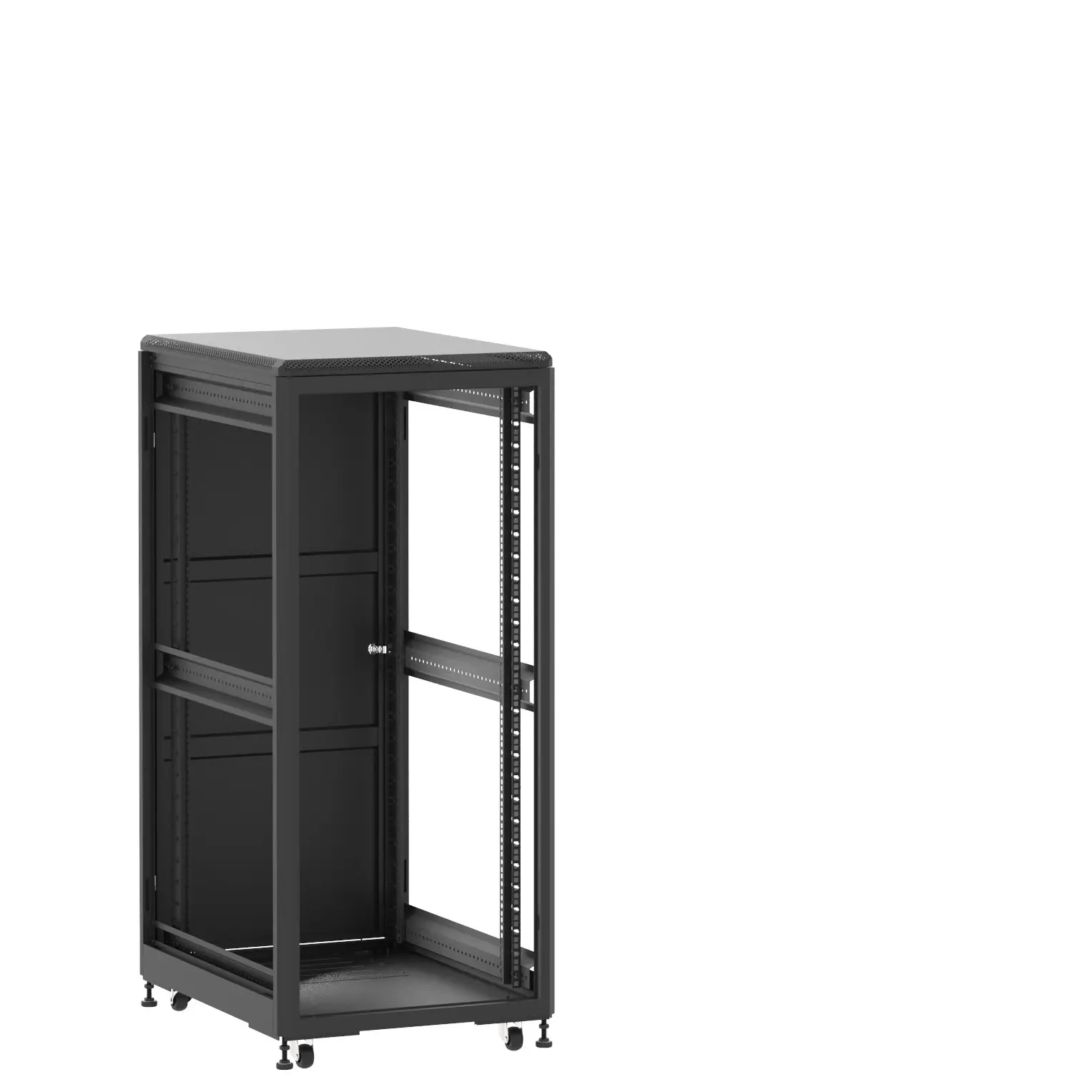 Baie en kit Ligne 500 27U 600x800mm, porte avant : Sans Porte, porte arrière : Simple Pleine, sans panneaux latéraux