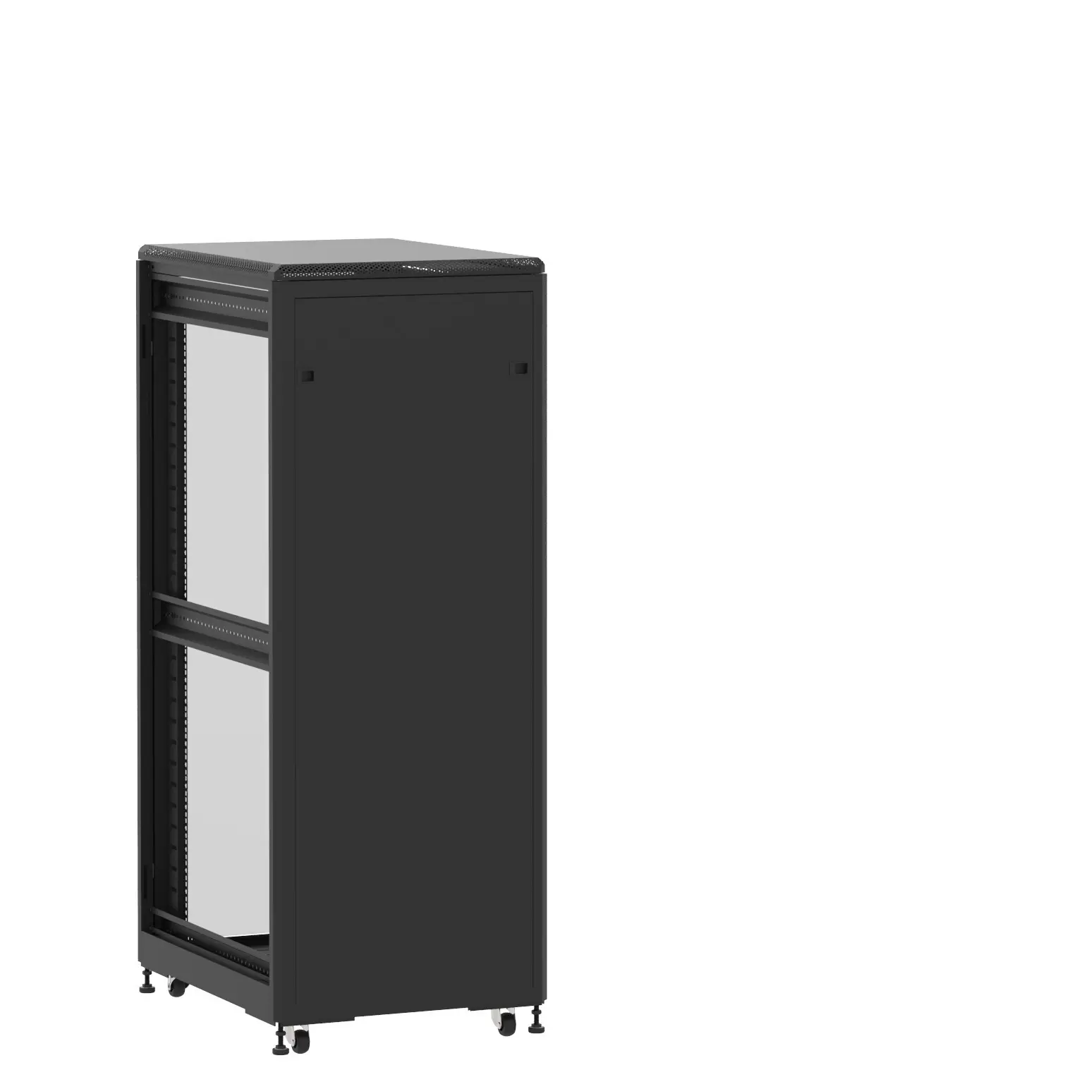 Baie en kit Ligne 500 31U 600x800mm, porte avant : Panneau Plein, porte arrière : Simple Verre, sans panneaux latéraux