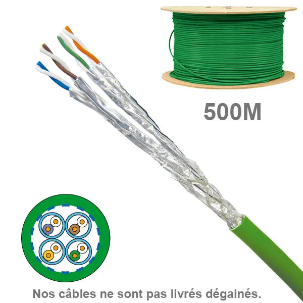 CABLE CAT6A SFTP LSZH 1X4P 100OHMS AWG23 TOURET 500M (PRIX AU M)