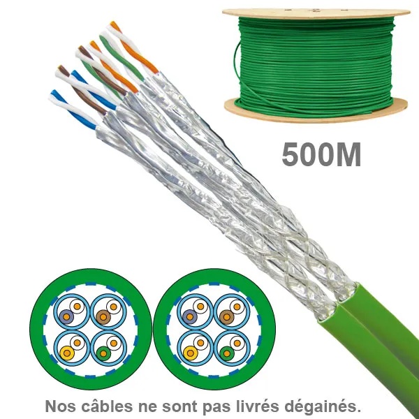 CABLE CAT6A SFTP LSZH 2X4P 100OHMS AWG23 TOURET 500M (PRIX AU M)