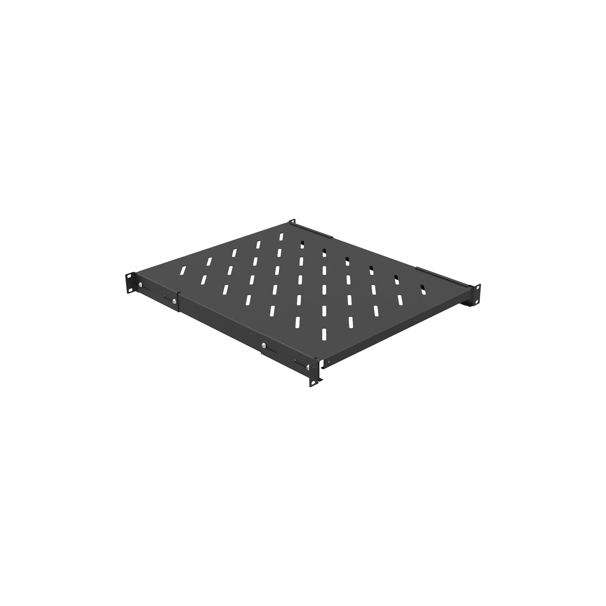 Tablette fixe avec fixations 19'' avant et arrière réglables, Prof. baie : 800, Prof. (mm) : 550