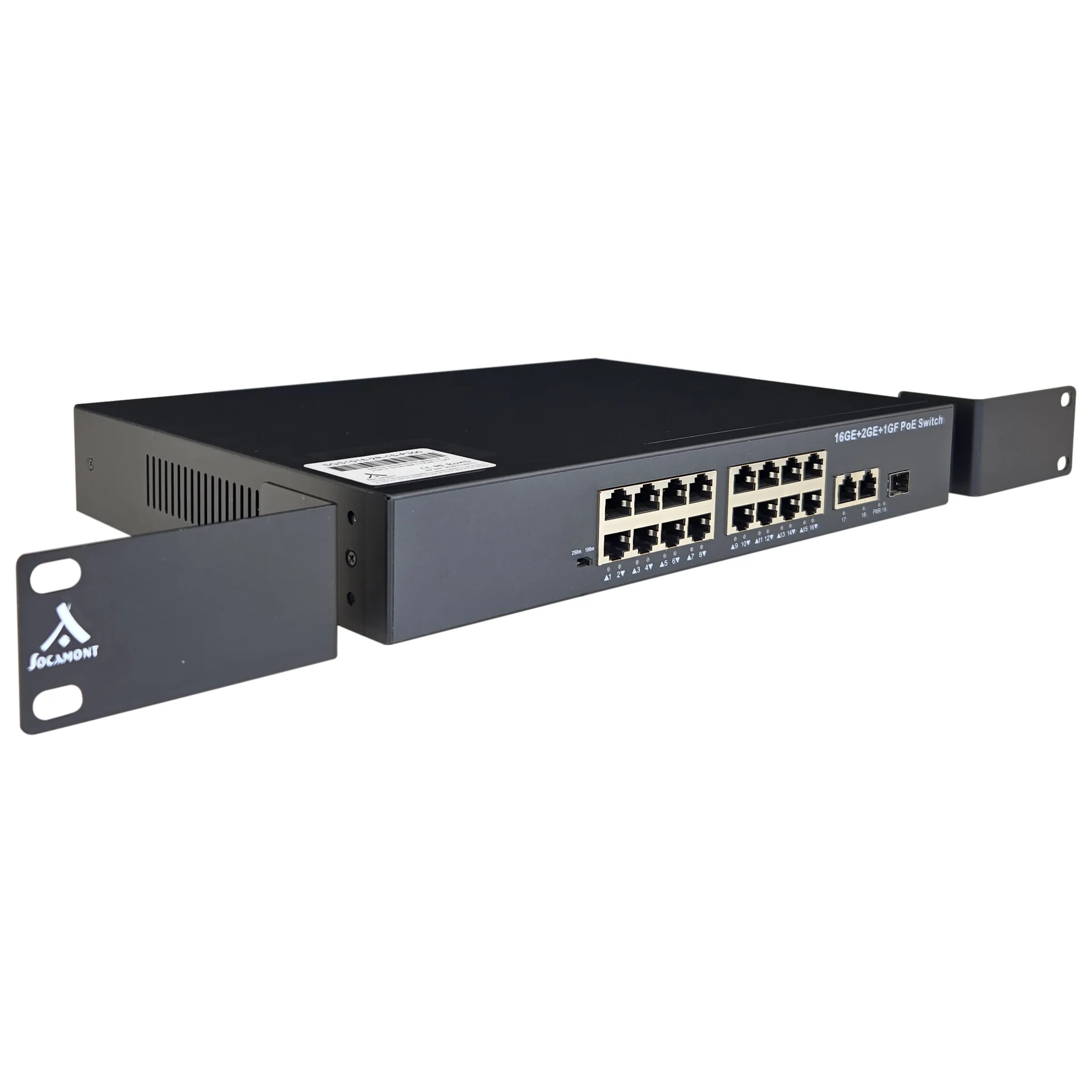 SWITCH GIGABITS POE (300W) 19'' 16 PORTS 10/100/1000 + 2 RJ45 + 1 SFP
