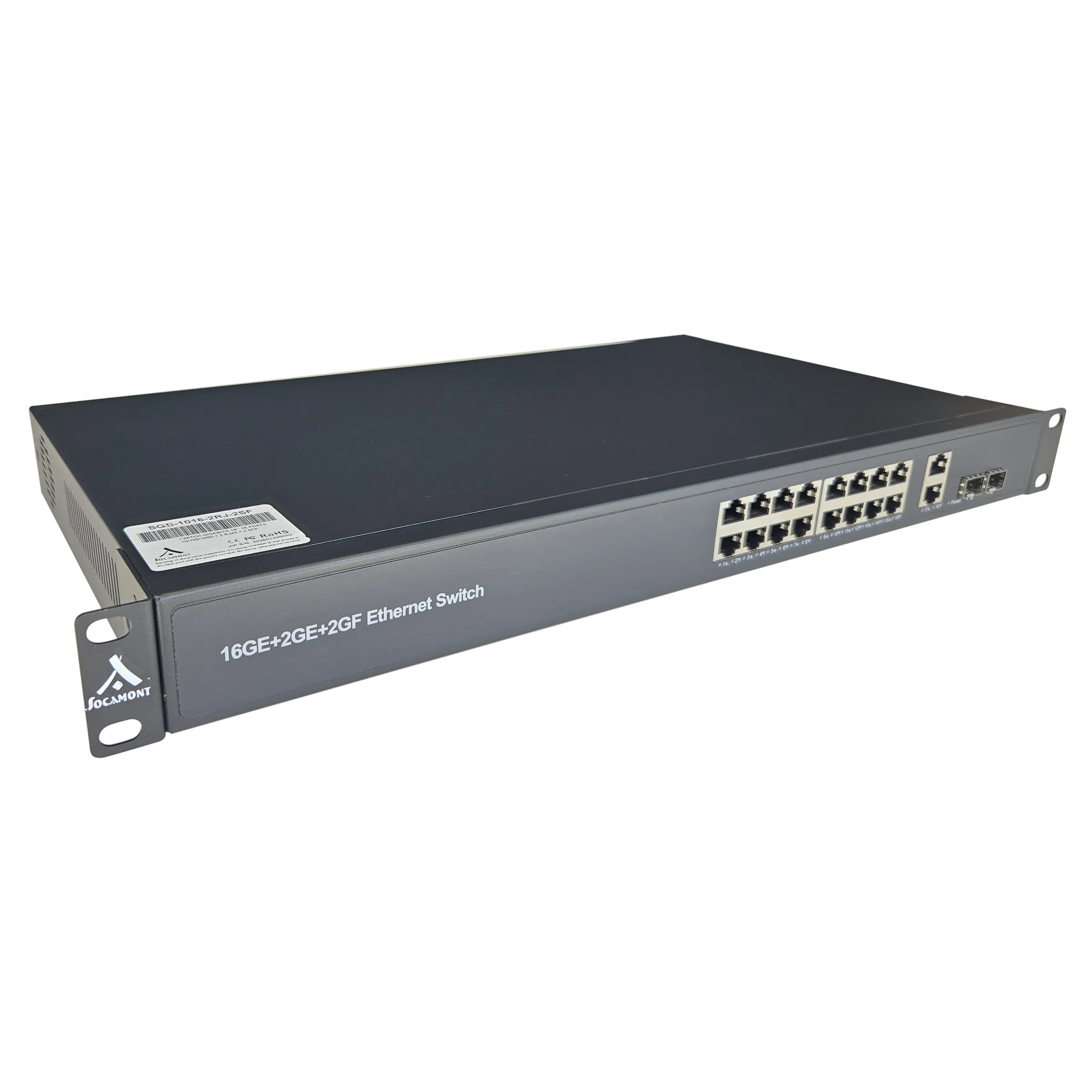 SWITCH GIGABITS 19'' 16 PORTS 10/100/1000 + 2 RJ45 + 2 SFP