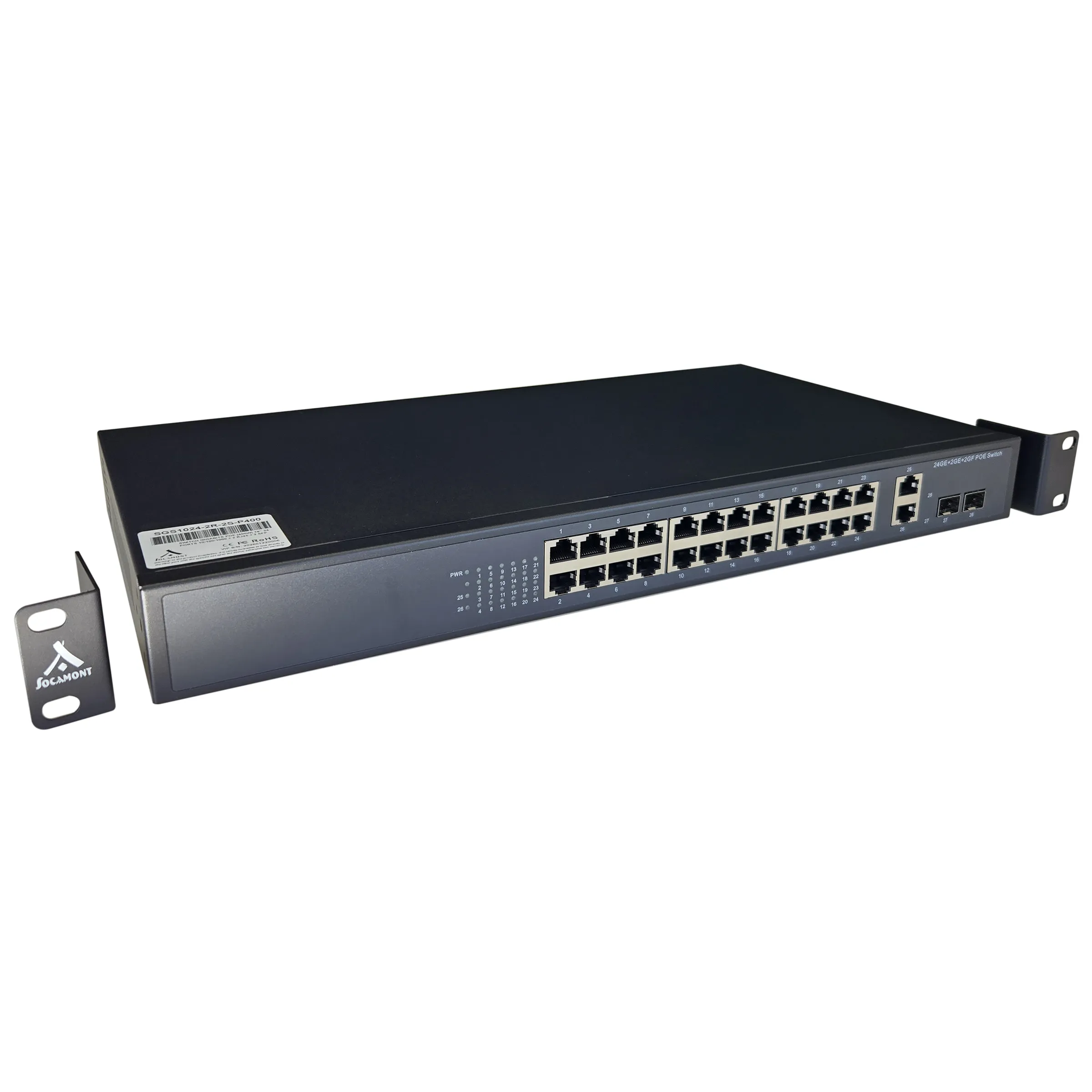SWITCH GIGABITS POE (400W) 19'' 24 PORTS 10/100/1000 + 2 RJ45 + 2 SFP